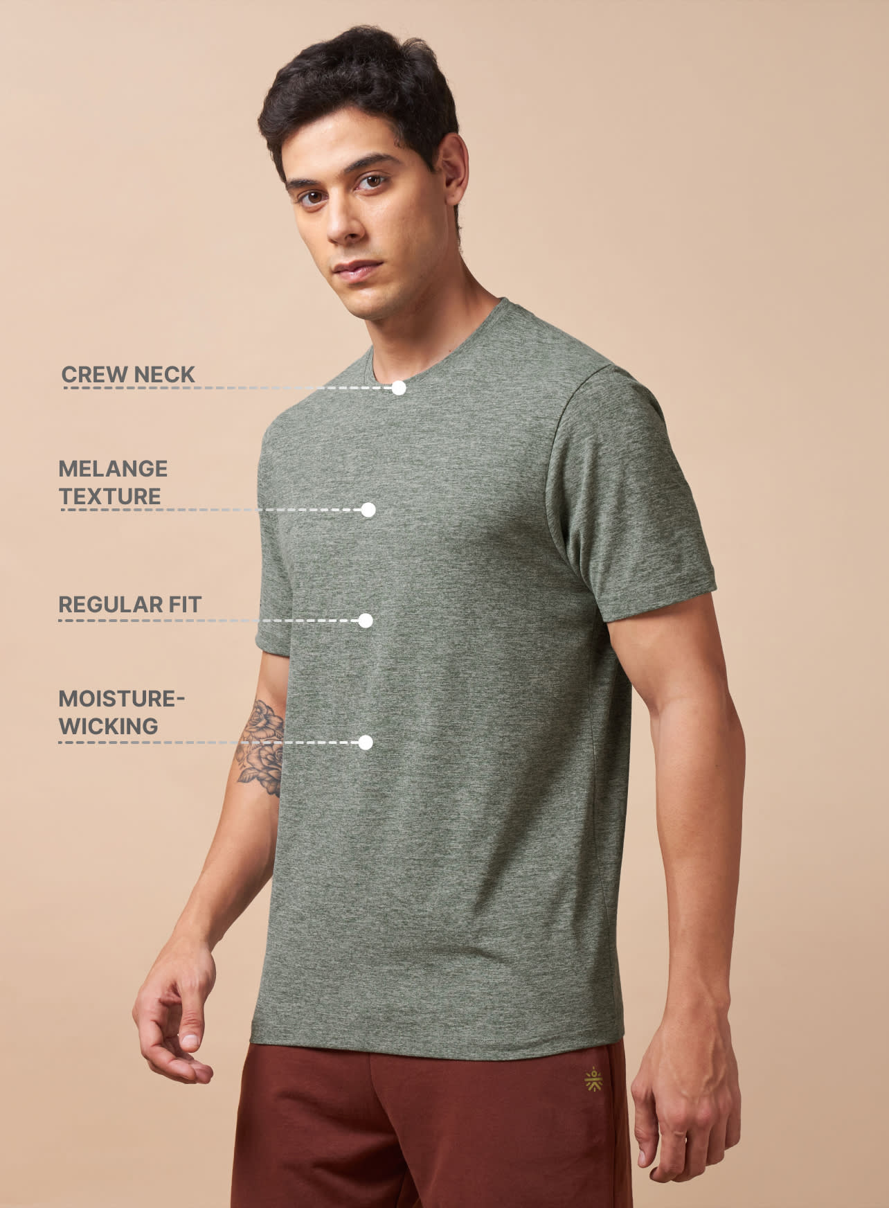 Men's All Day Workout Olive Comfortech T-shirt