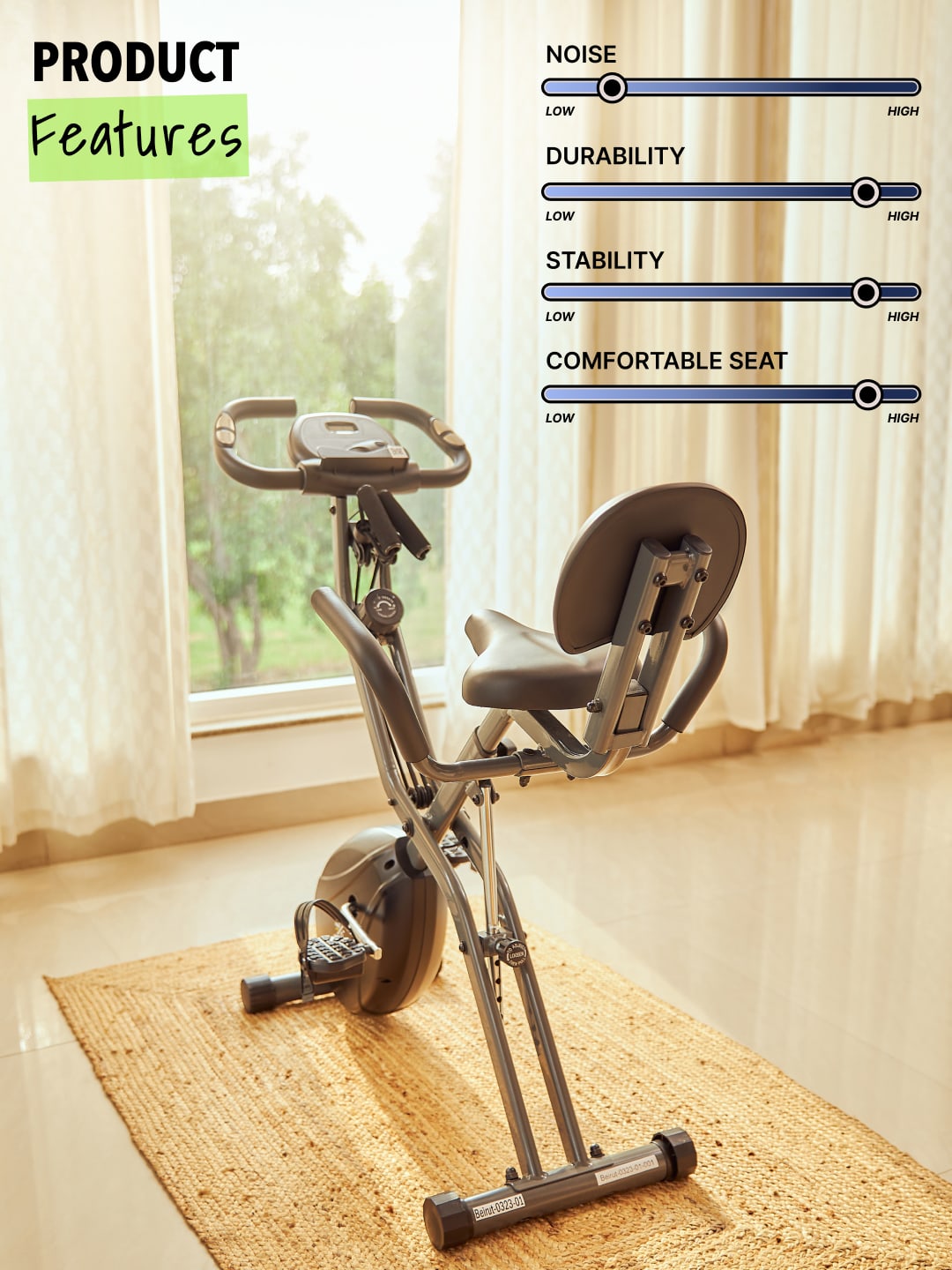 Smartbike Beirut Magnetic Resistance Maximum 110 Kg Indoor Cycle Exercise Bike Black, Grey (6 Months extended Warranty only on Cultsport.com)