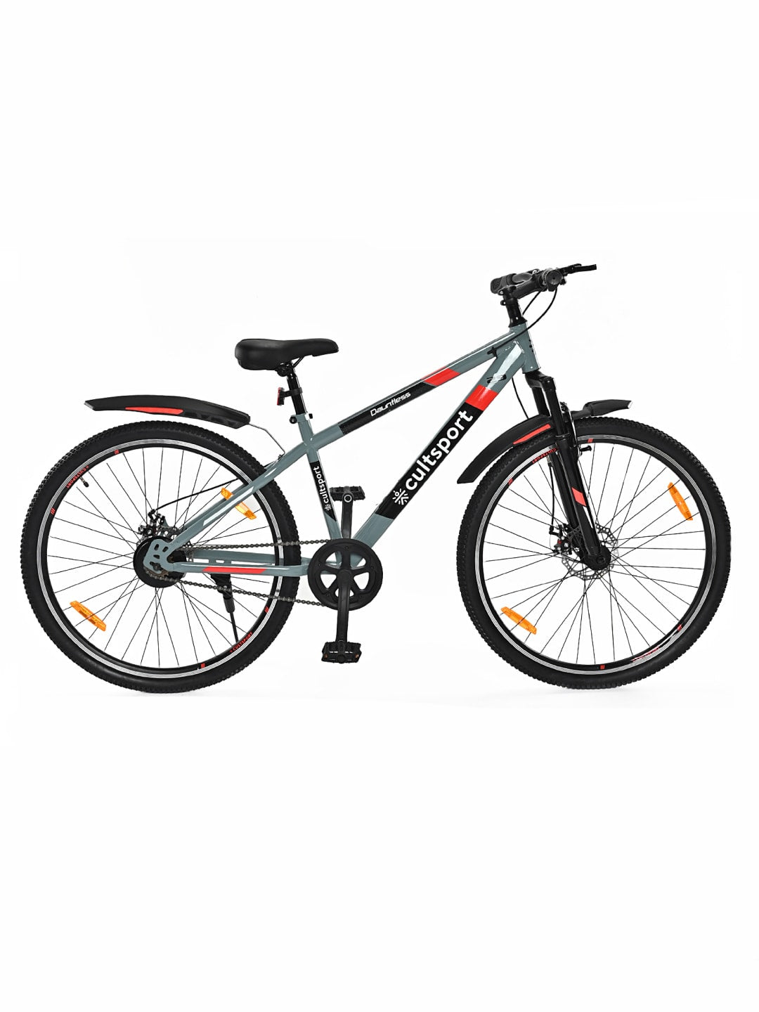 Dauntless29Grey Steel Single Speed 27.5 inch Mountain Cycle, Front Suspension, Double Wall Rim, Free Trainer Sessions, Cycling Event