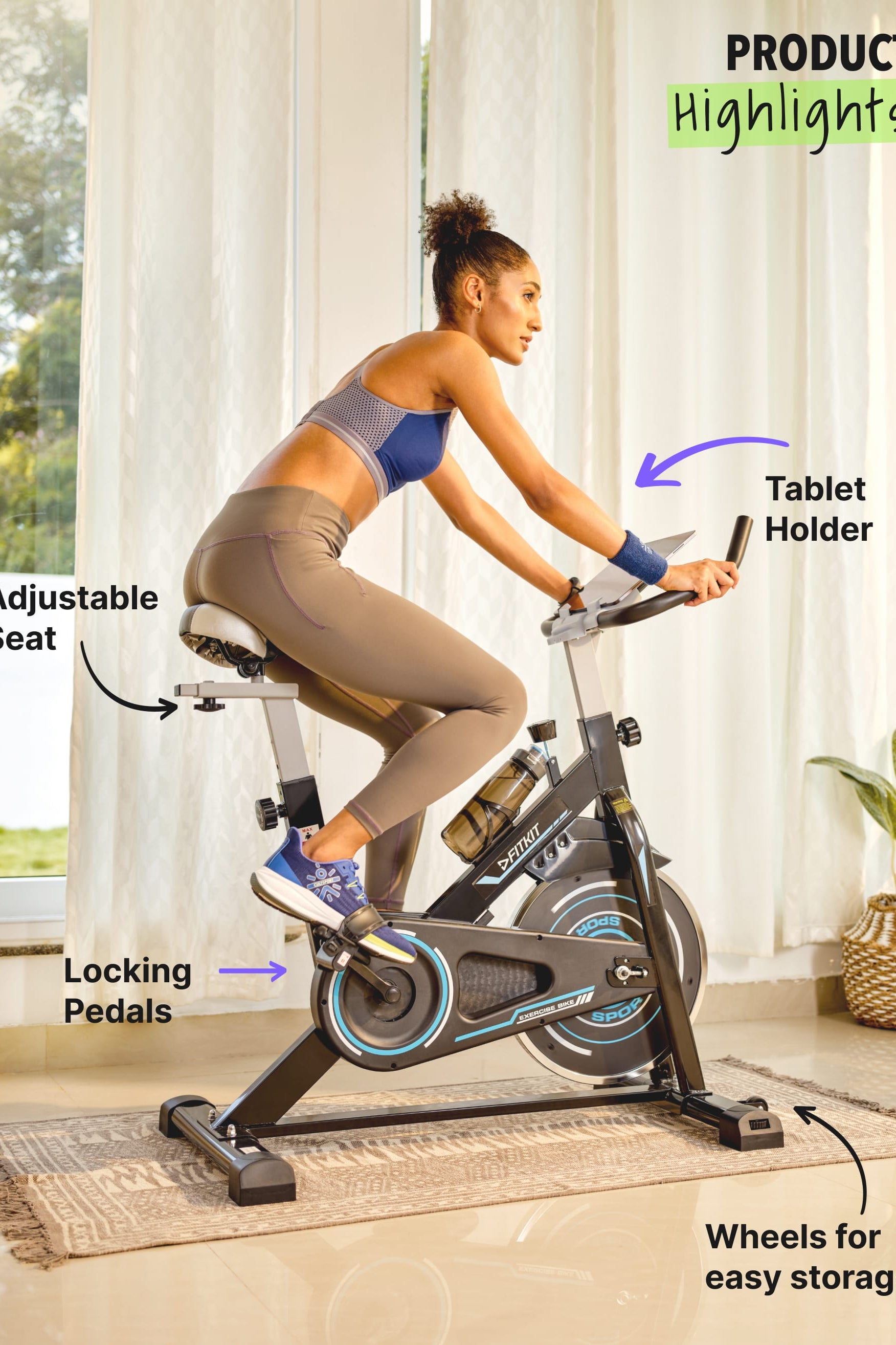 FK4000 Spinbike | 6kg Flywheel | Max Weight 120kg | Friction Resistance Stepless | Blue (with 6 months extended warranty)