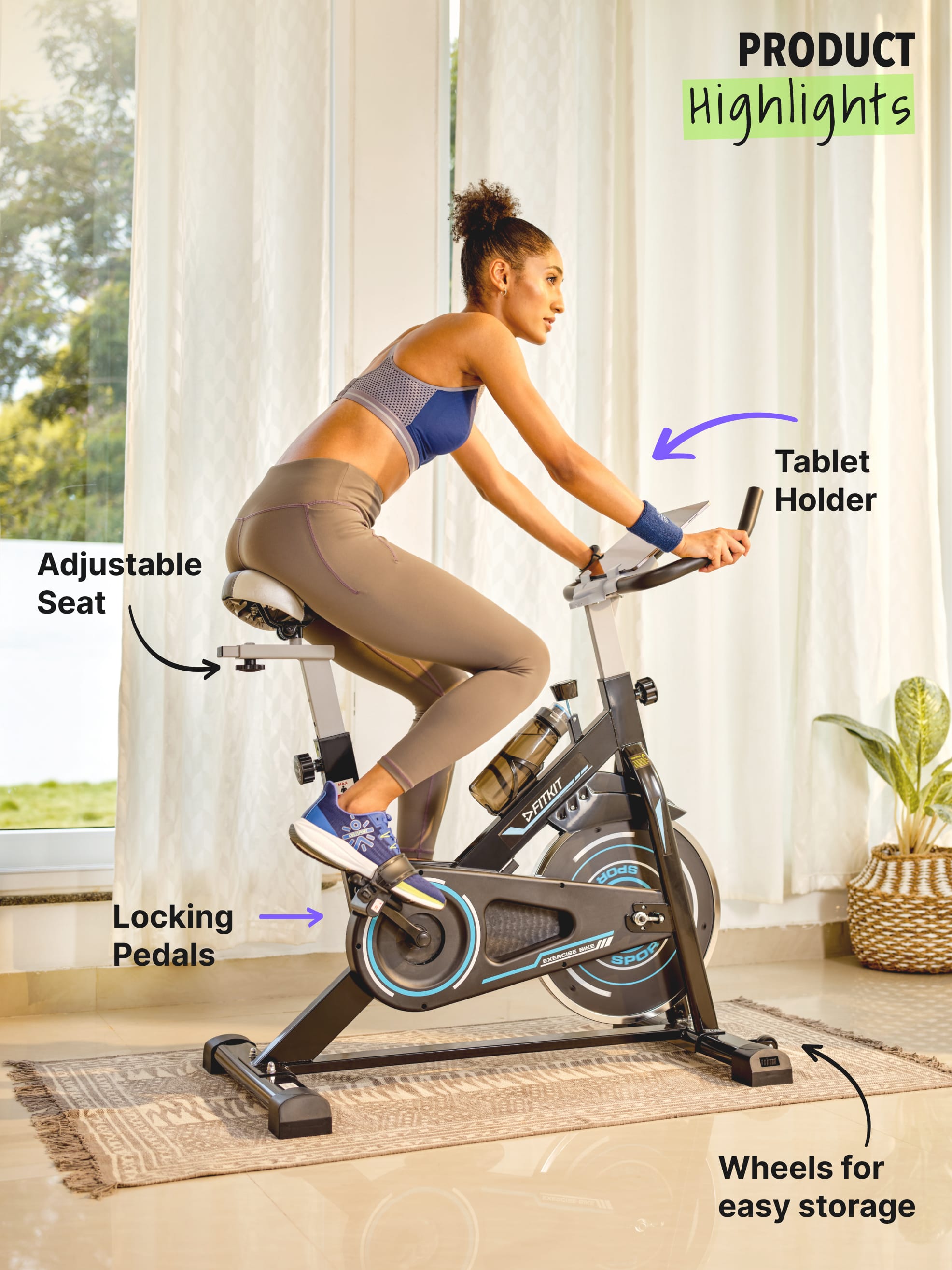 FK4000 Spinbike | 6kg Flywheel | Max Weight 120kg | Friction Resistance Stepless | Blue (with 6 months extended warranty)
