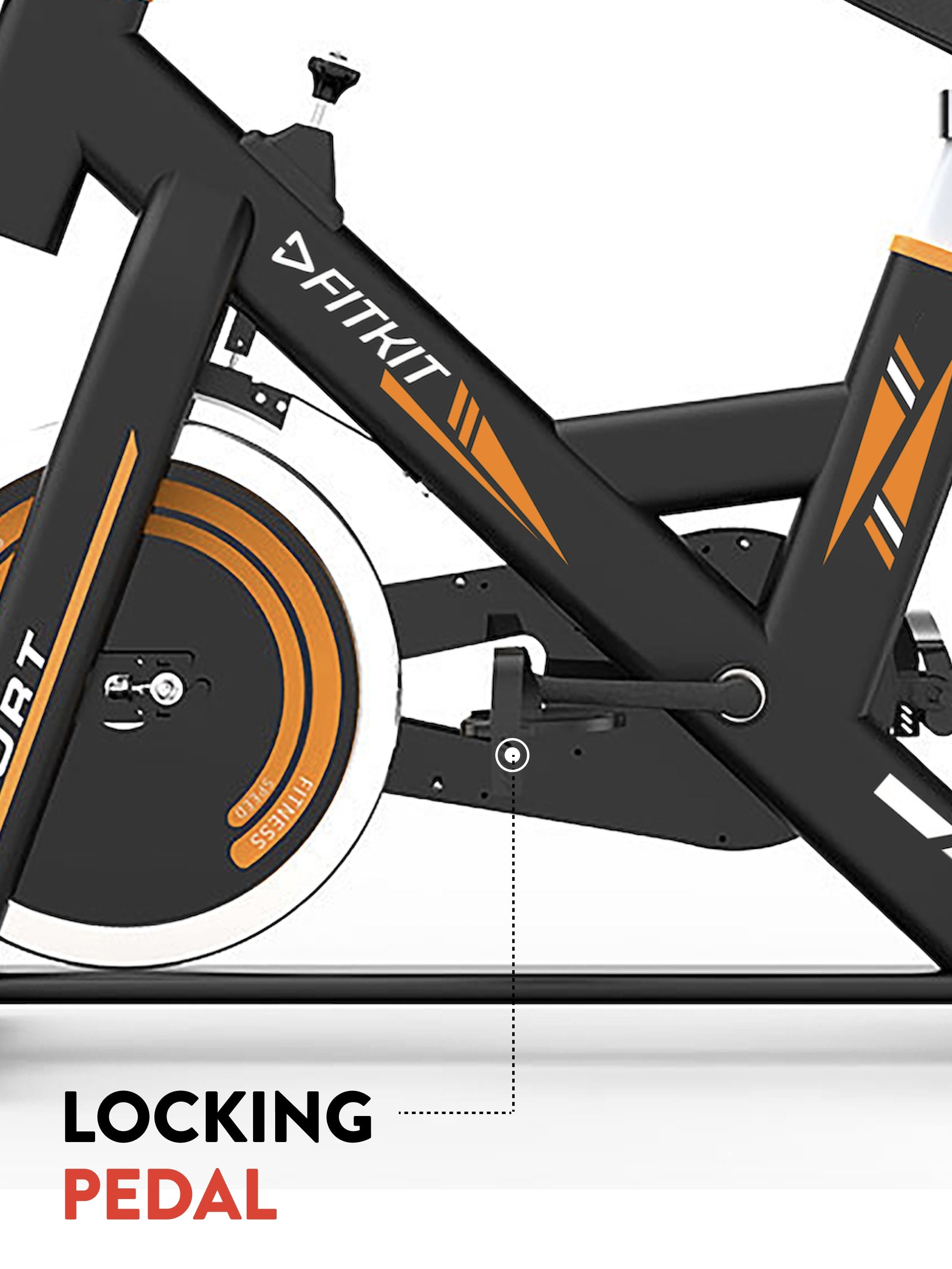 FK2000 Spin Bike Flywheel- 6kg, Max weight- 120 kg, Resistance Mechanism - Friction, Orange (with 6 months extended warranty)