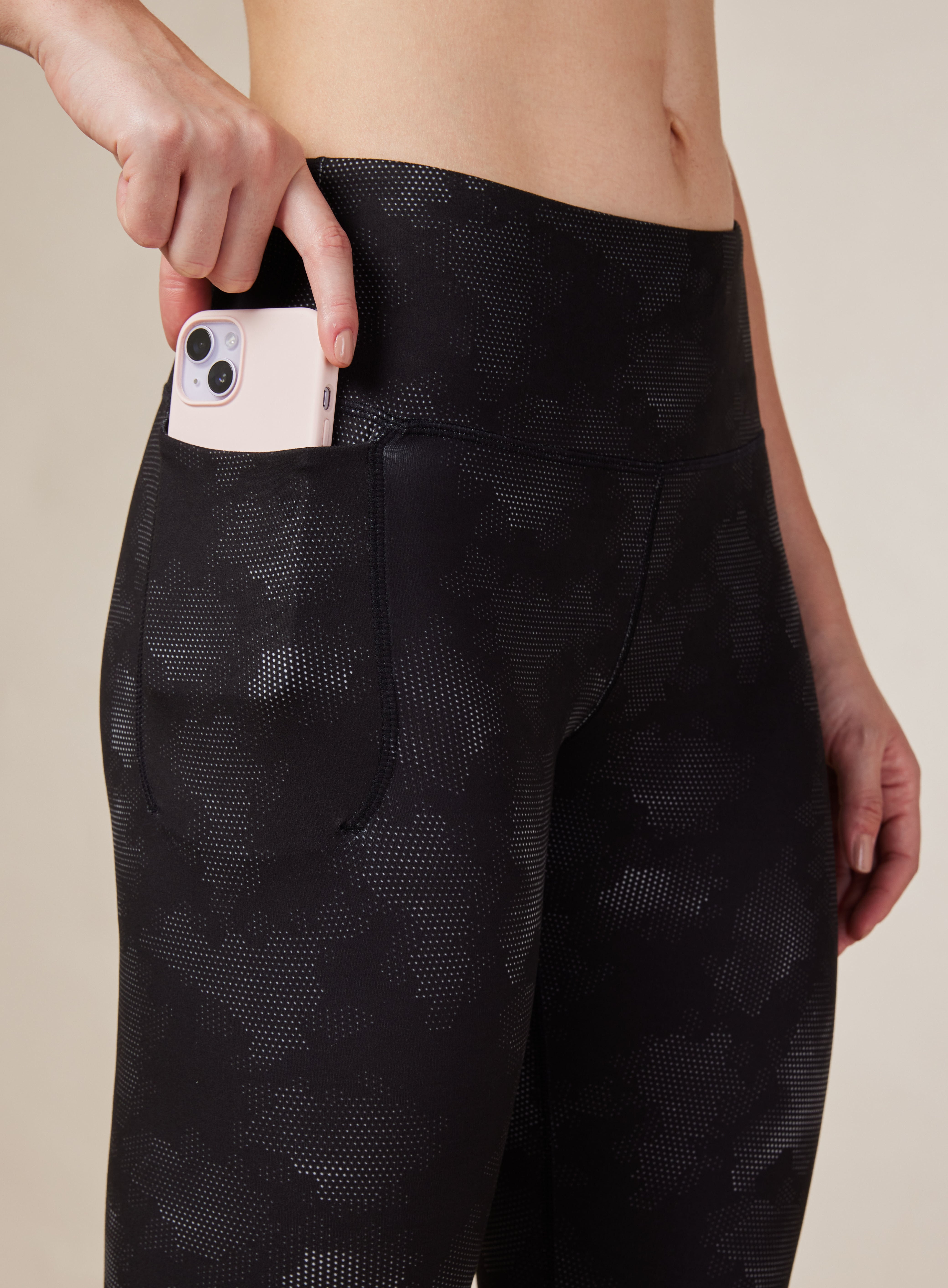 Black Printed Performance Tights