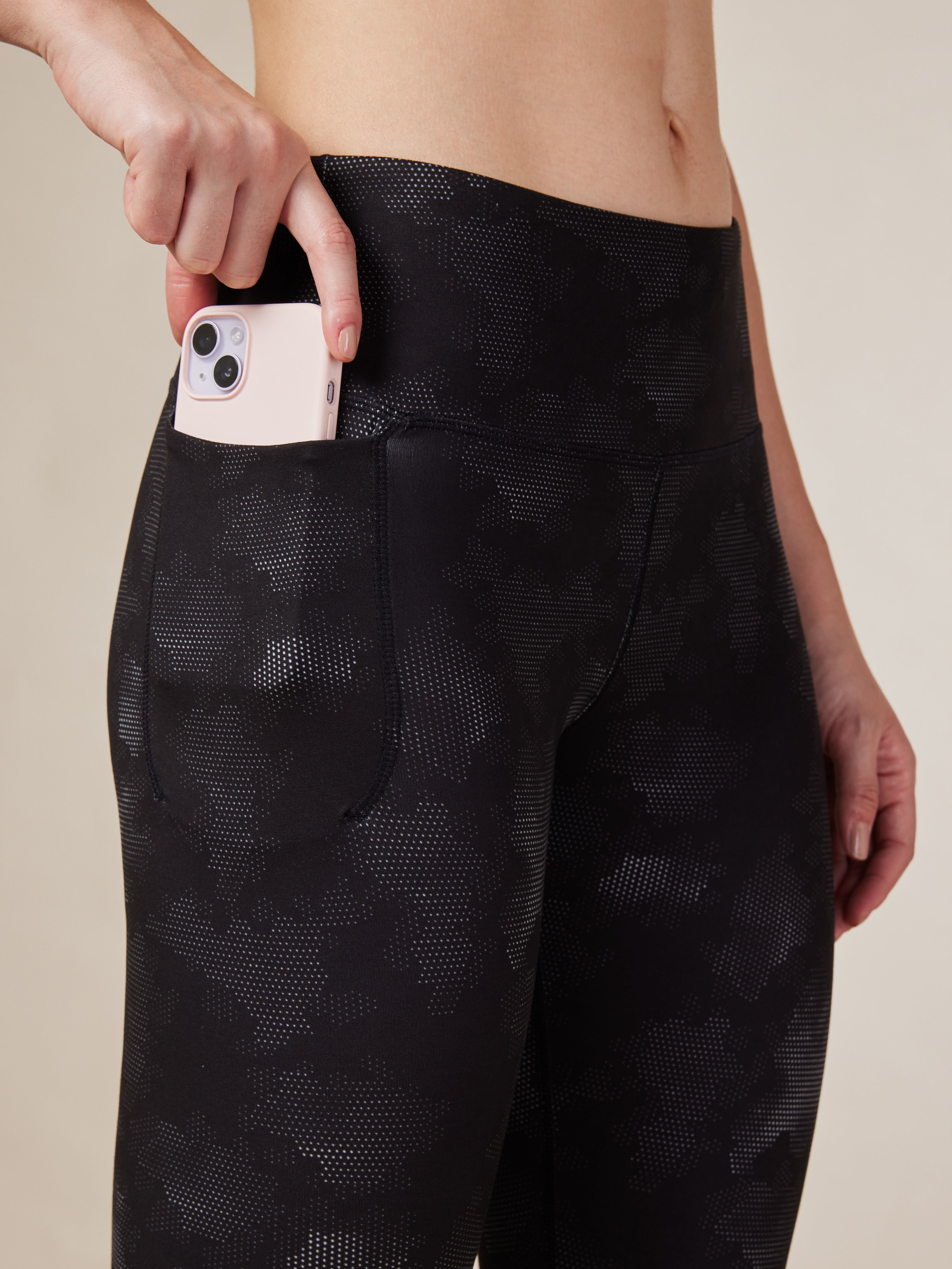 Black Printed Performance Tights