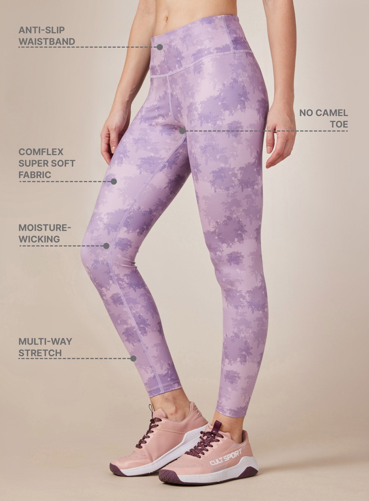 Purple Printed Performance Tights