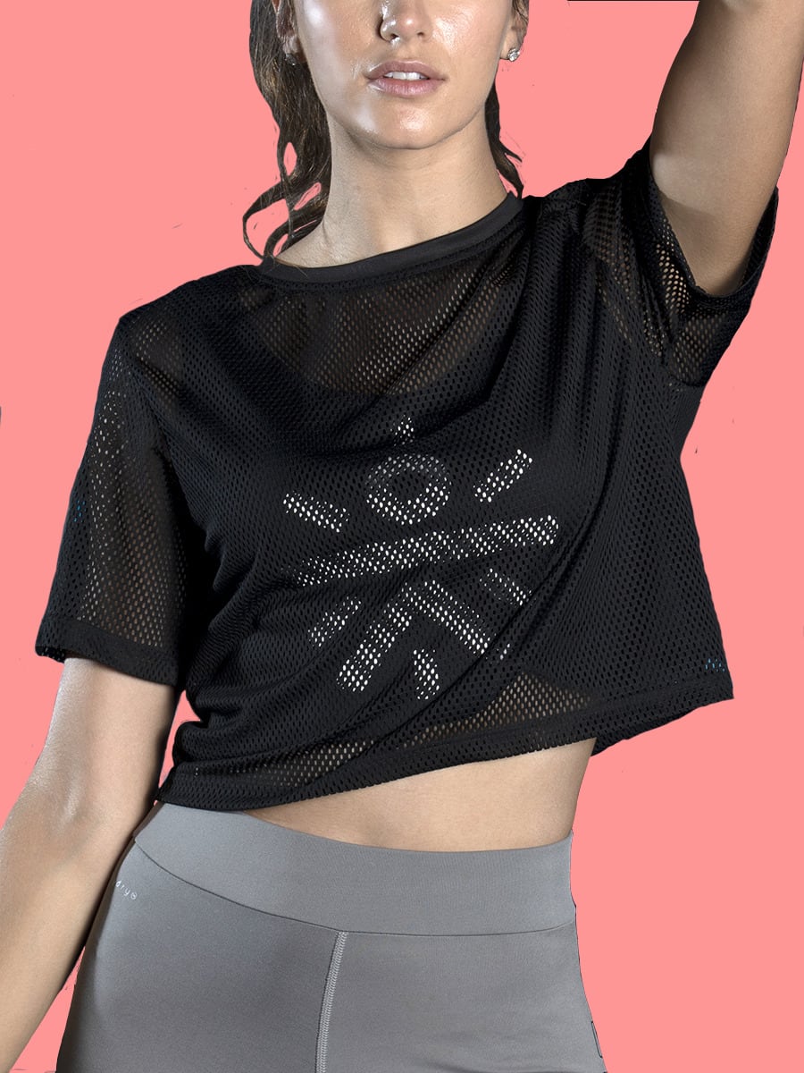 Women Go-beyond Black Mesh Top