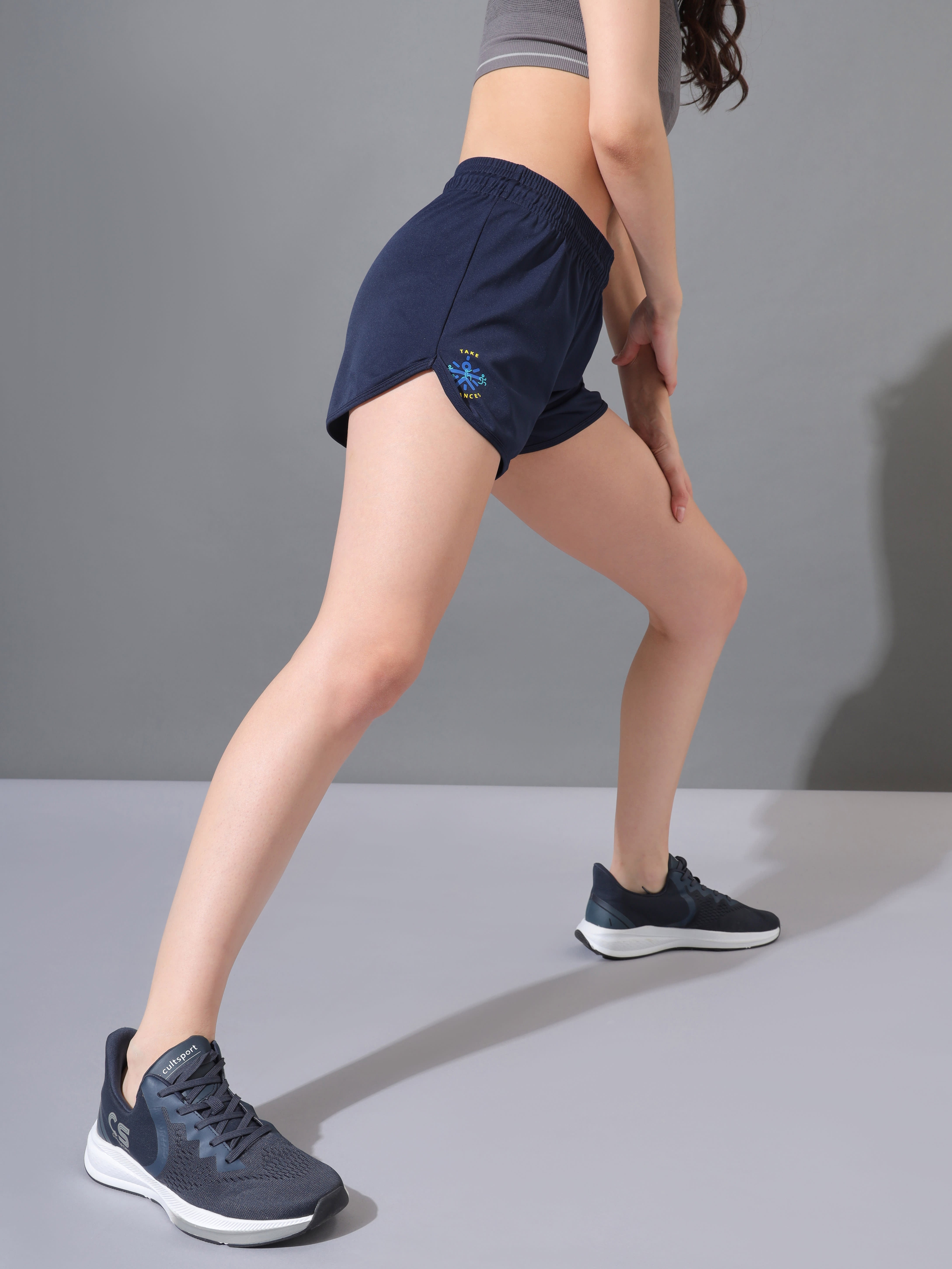 Solid Shorts with Graphic Print