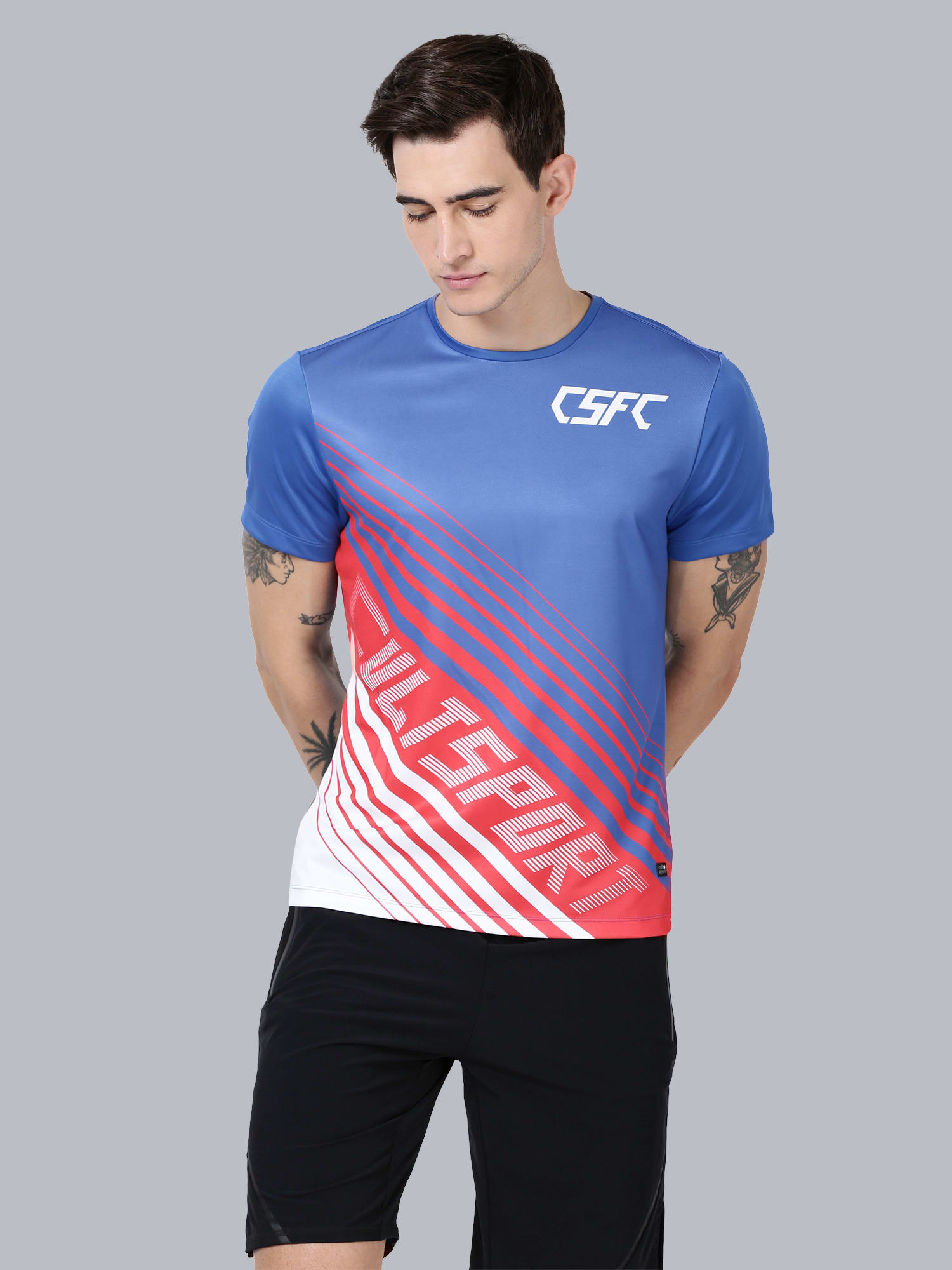 Dugout Slash Blue Running Tee