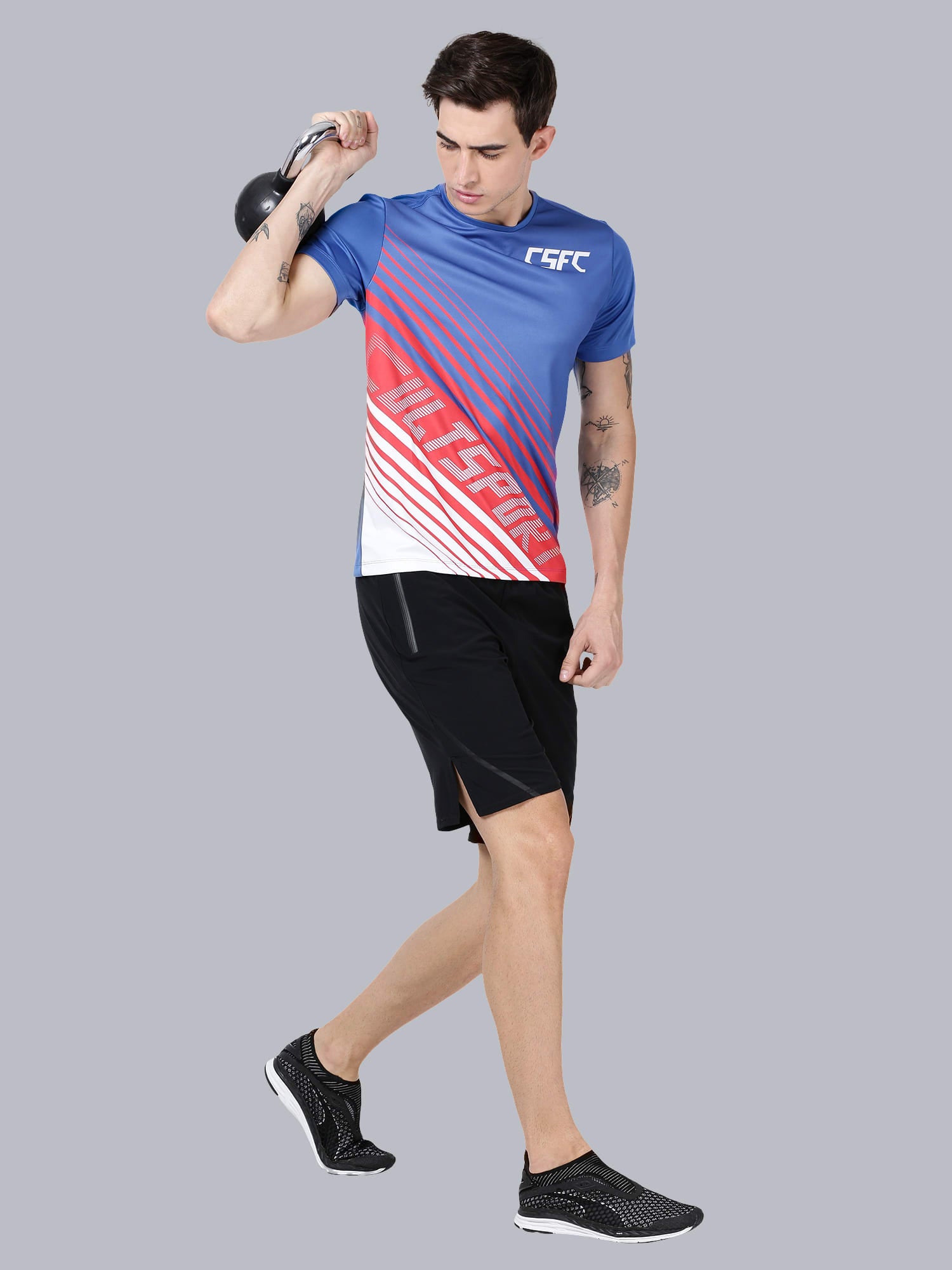 Dugout Slash Blue Running Tee