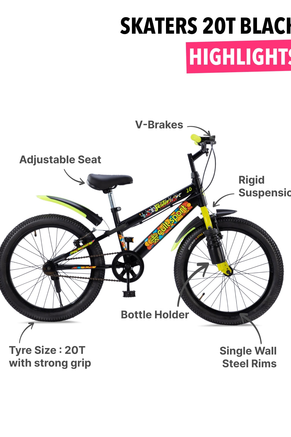 Skater 20T Steel Frame Kids Bike Black