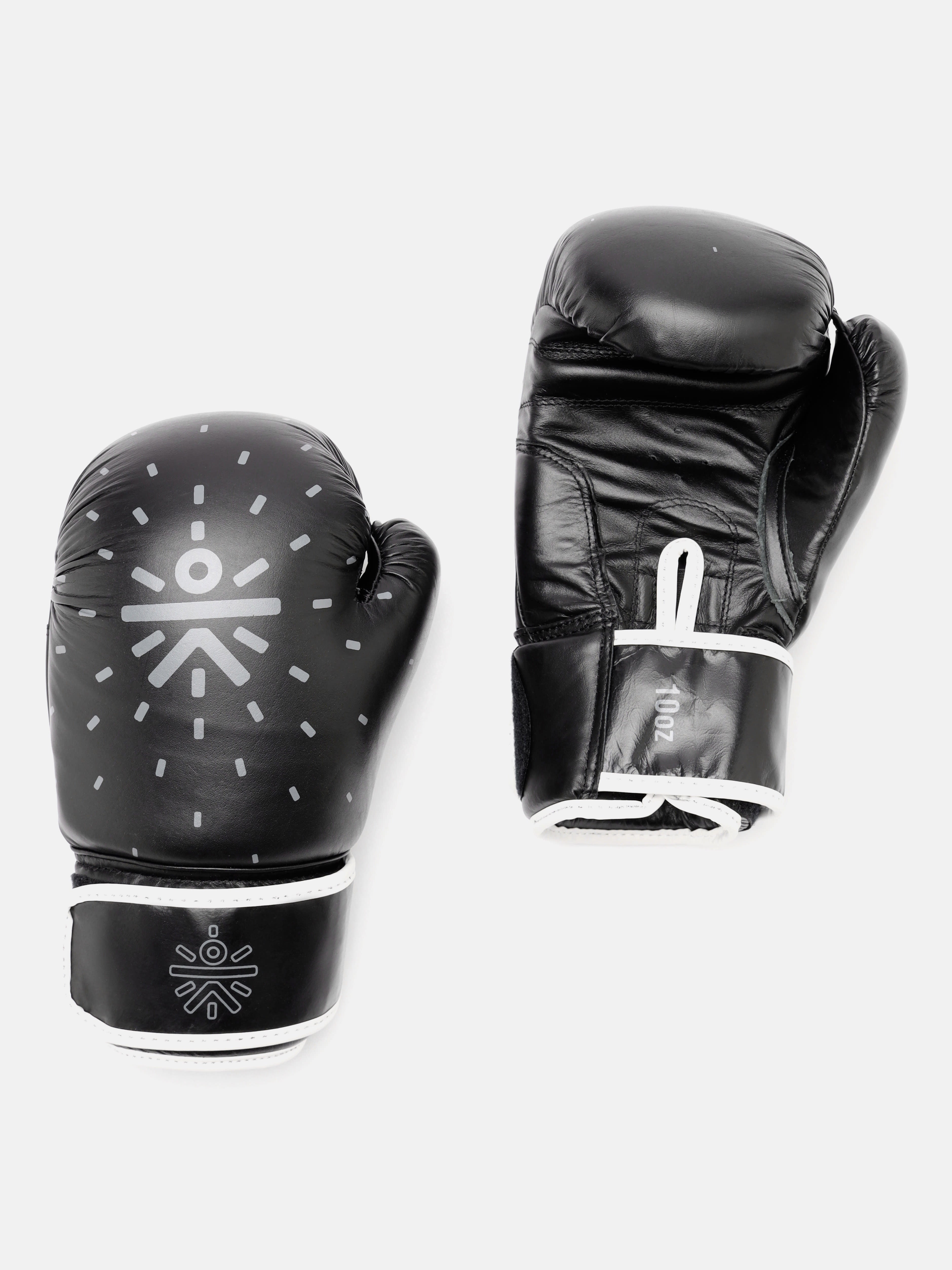 cult Premium Leather Boxing Gloves for Men & Women Foam Padding Thickness 35 mm Punching Bag Gloves for Boxing, Training, Kickboxing, Muay Thai, MMA Boxing Gloves Black & White