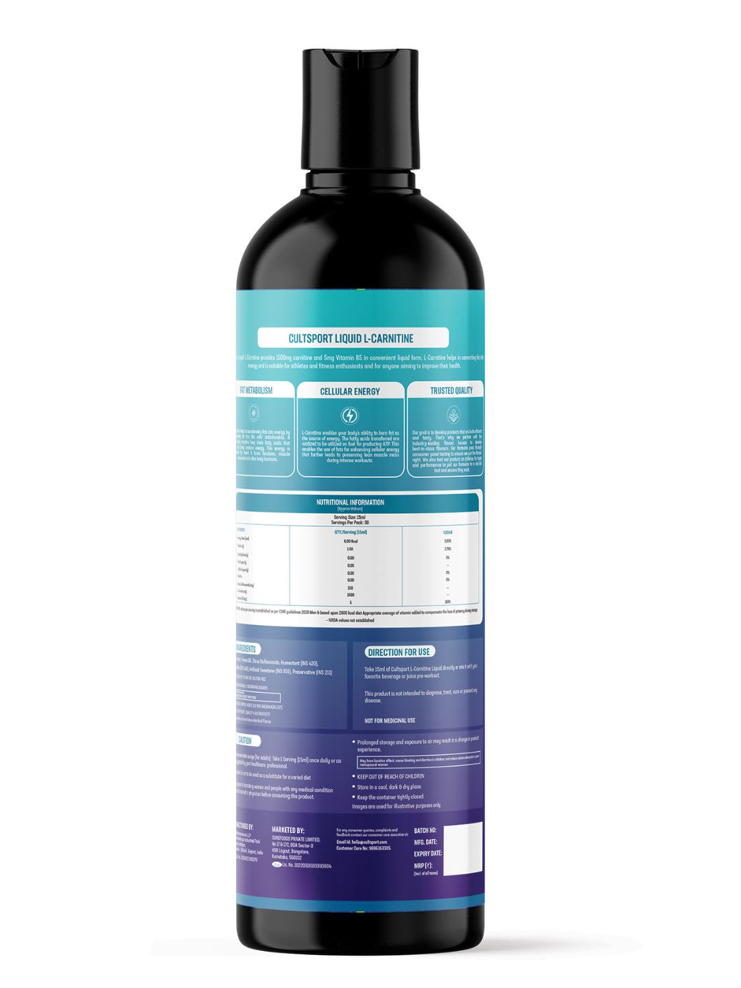 Liquid L Carnitine (450 ml) 1500mg with Vitamin B5 | Improves Energy, Fat Burner | Metabolism & Weight Management Supplement | Sugar-Free | Mango Flavour (15 ml serving)