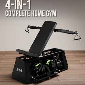 Cult 4 in 1 Multi Home Gym with Cable Crossover, Adjustable Bench,  Dumbbell & Weights Storage Rack | 300 Kg Capacity | 8-Level Incline/Decline | 3 Resistance Levels | Perfect for Home Gym (with 6 months extended warranty)