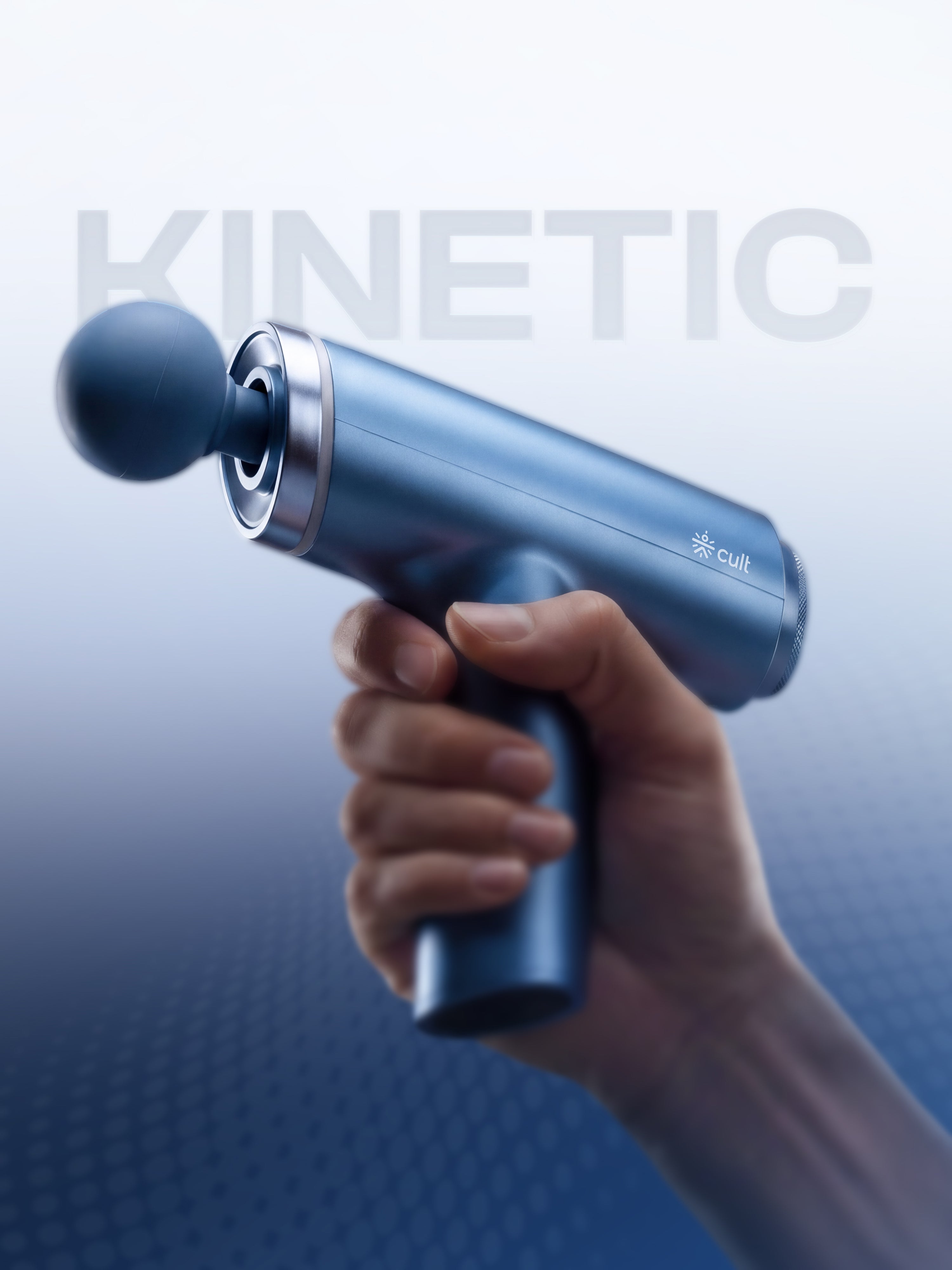 Cult Kinetic Massage Gun for Professional Deep Tissue Recovery | BLDC Motor, 135-Degree Ergonomic Handle, 10mm Amplitude, 5-Hour Battery | Pain Relief Massager for Athletes & Fitness Enthusiasts,Blue
