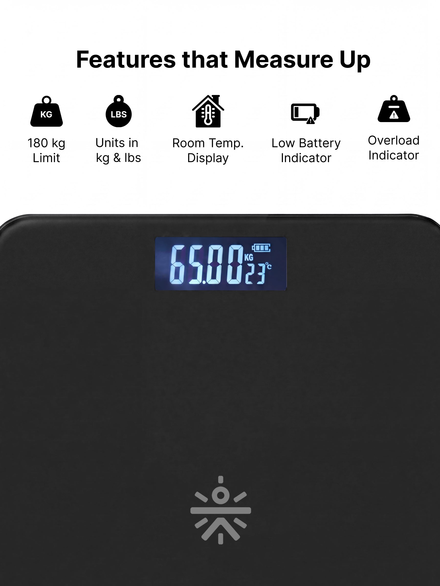 Cult Active body Weighing scale, LCD display, Weight Machine, 180 Kg, Batteries included, Tempered Glass Platform, Ideal for Home Use, Black