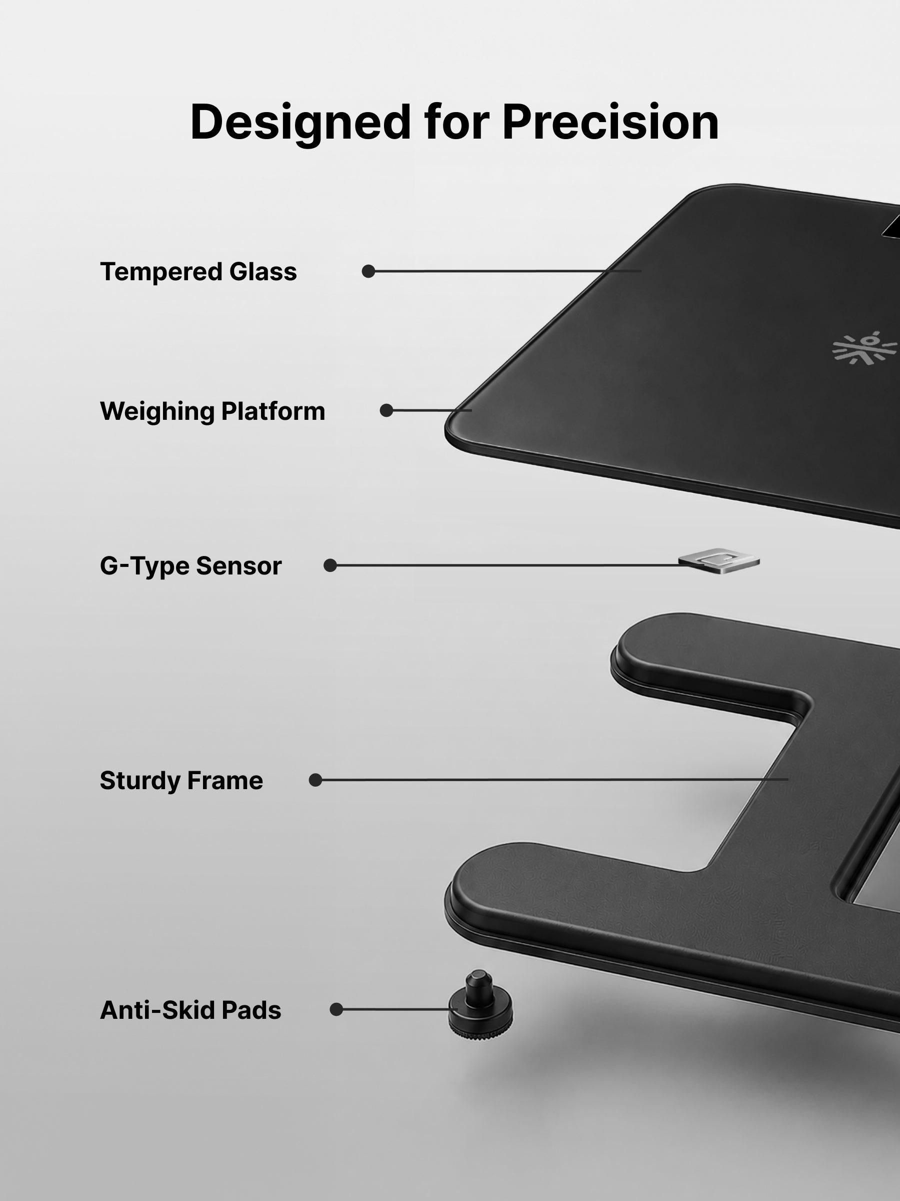 Cult Active body Weighing scale, LCD display, Weight Machine, 180 Kg, Batteries included, Tempered Glass Platform, Ideal for Home Use, Black
