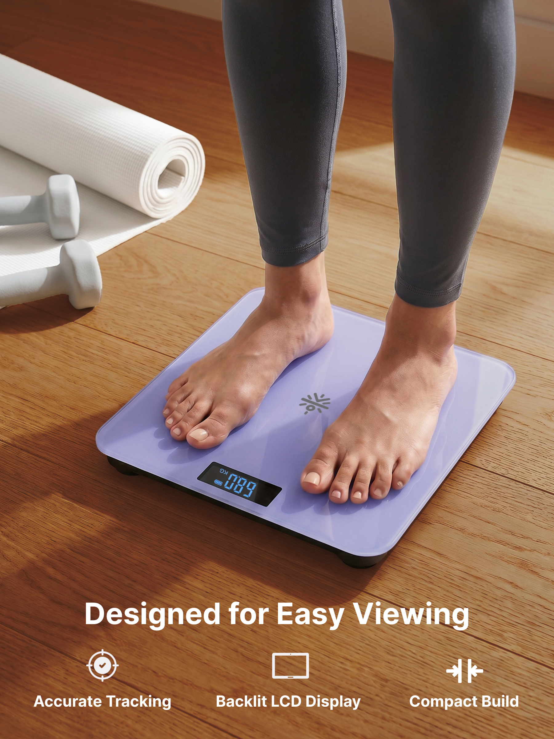 Cult Active body Weighing scale, LCD display, Weight Machine, 180 Kg, Batteries included, Tempered Glass Platform, Ideal for Home Use, Purple