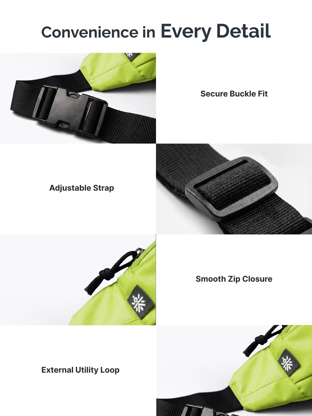 Cult Waist Bag for Men & Women, Compact Fanny Pack with Dual Compartments, Adjustable Strap, Water-Repellent Travel, Running & Everyday Carry Bag – Neon