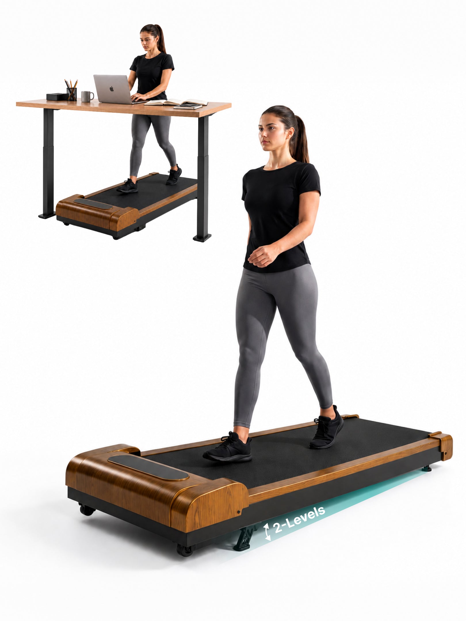 Fitkit by Cult Walking Pad Neo Gold Oak (BLDC 3.5HP Peak Power) Compact & Under Desk DC Motor Treadmill | Max Weight: 120kg | Home use with Remote Control (with 6 Months Extended Warranty)