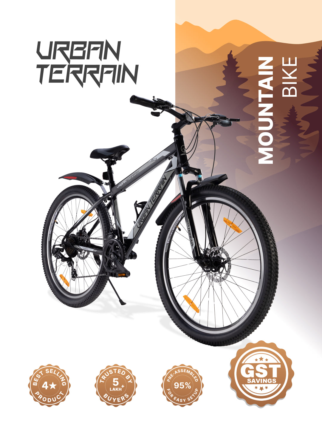 SHIMANO Front Mountain Bicycle Hub - HB-M525 (Black - 36H) Mountain Bike Project - 20\u201d Aluminum frame- Shimano Disc 26