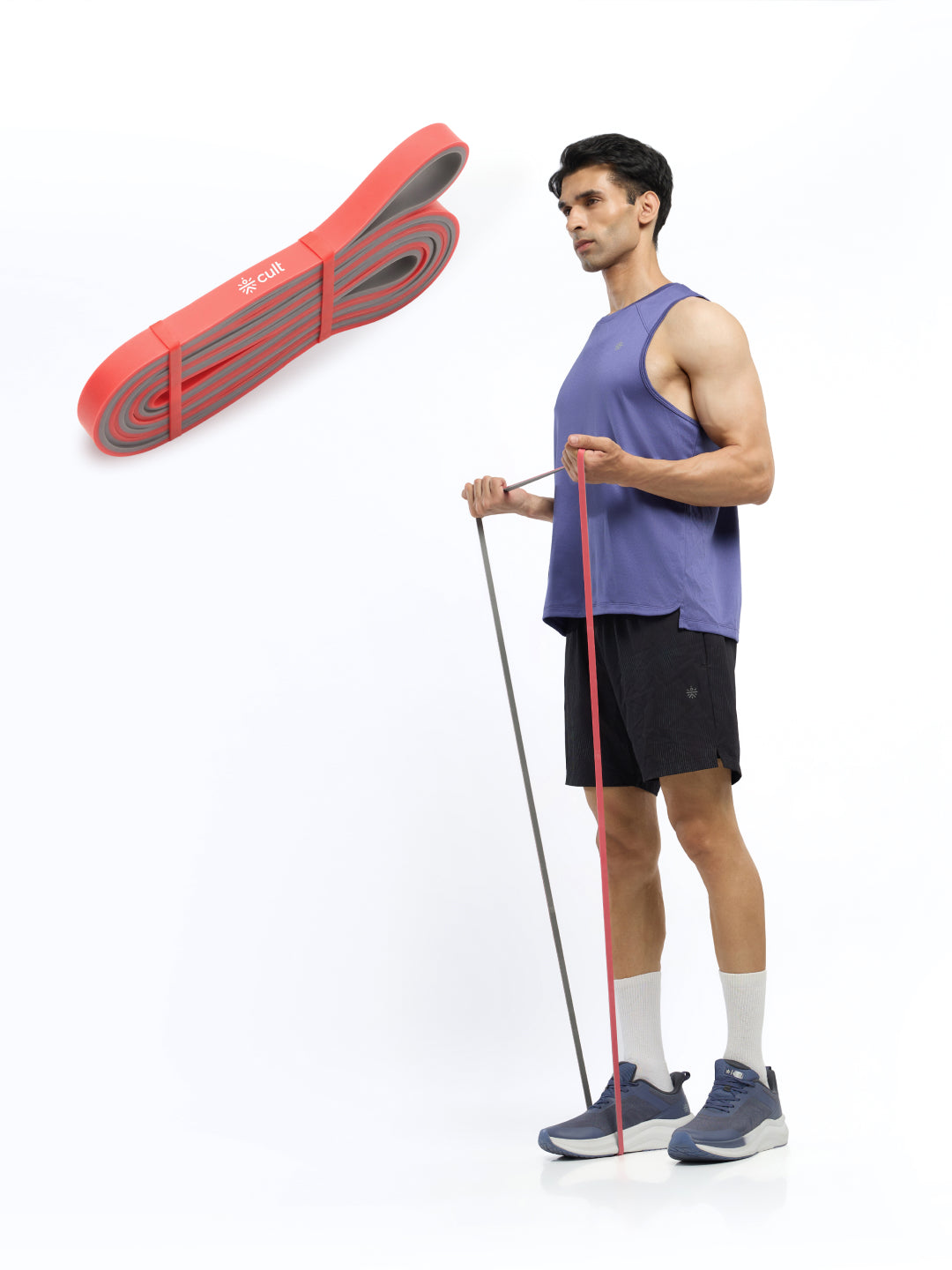 cult Resistance Band(7-15kgs Resistance) for Men & Women Red Grey