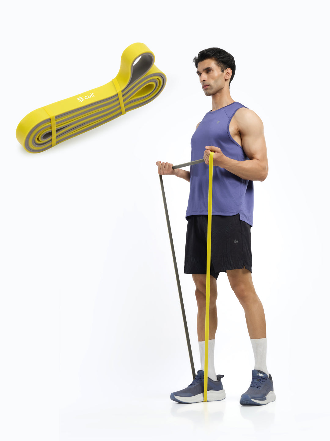 cult Resistance Band(15-30kgs Resistance)for Men & Women Yellow Grey (15 - 30kgs Resistance)