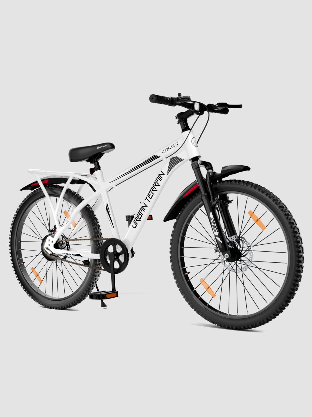 urban mtb bikes Buy Urban Terrain Comet Pro 26T Single Speed Steel Mountain Bike with Front Suspension & Dual Disc Brakes (White) Online in India