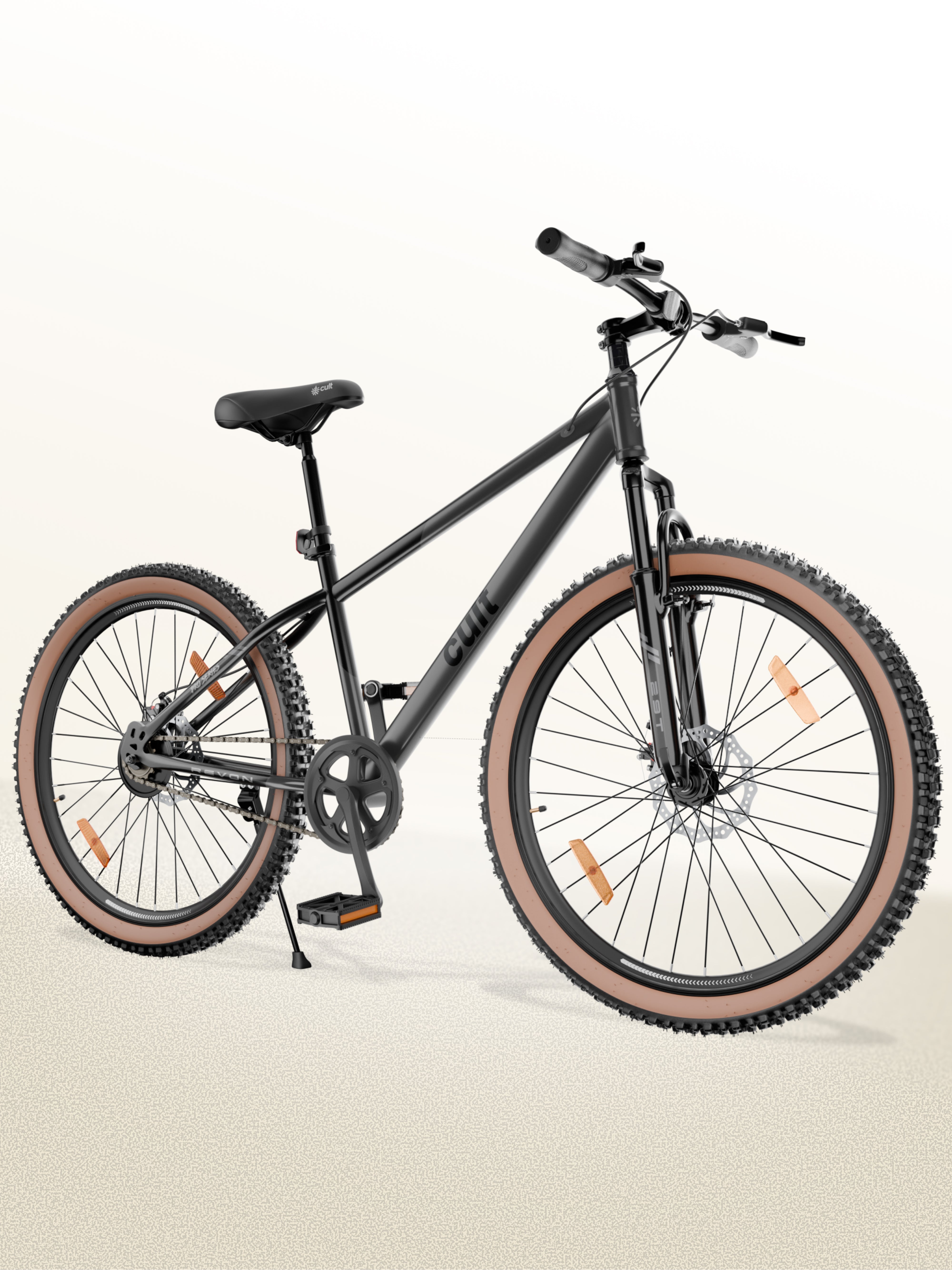 Cult Revon 29T Steel Mountain Bike with Dual Disc Brake and Front Suspension, Black-Grey