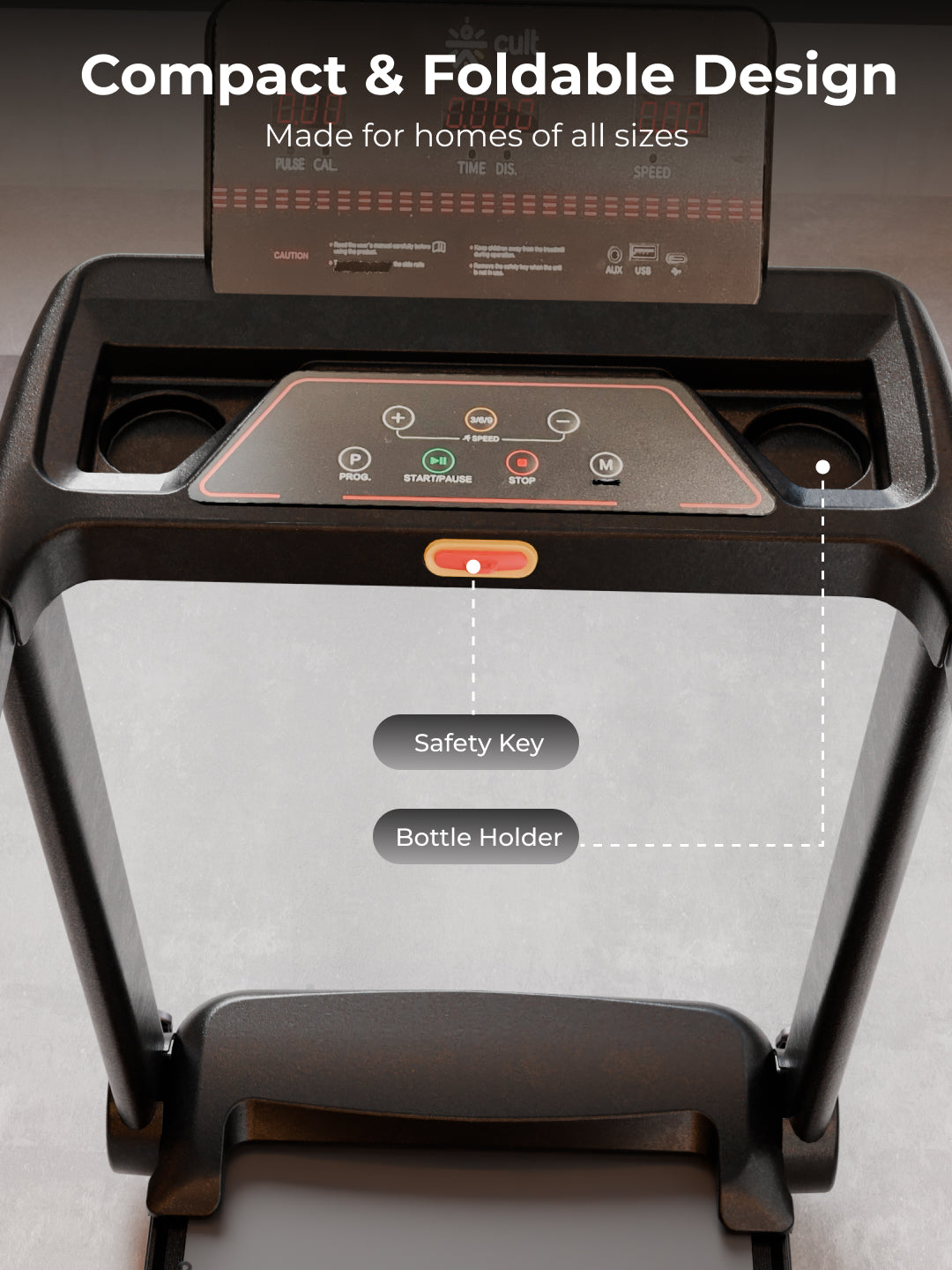 FITKIT by Cult FT98Carbon BLDC Motorized Treadmill (4HP Peak) | 100Kg Max Weight Capacity for Home Gym Equipment