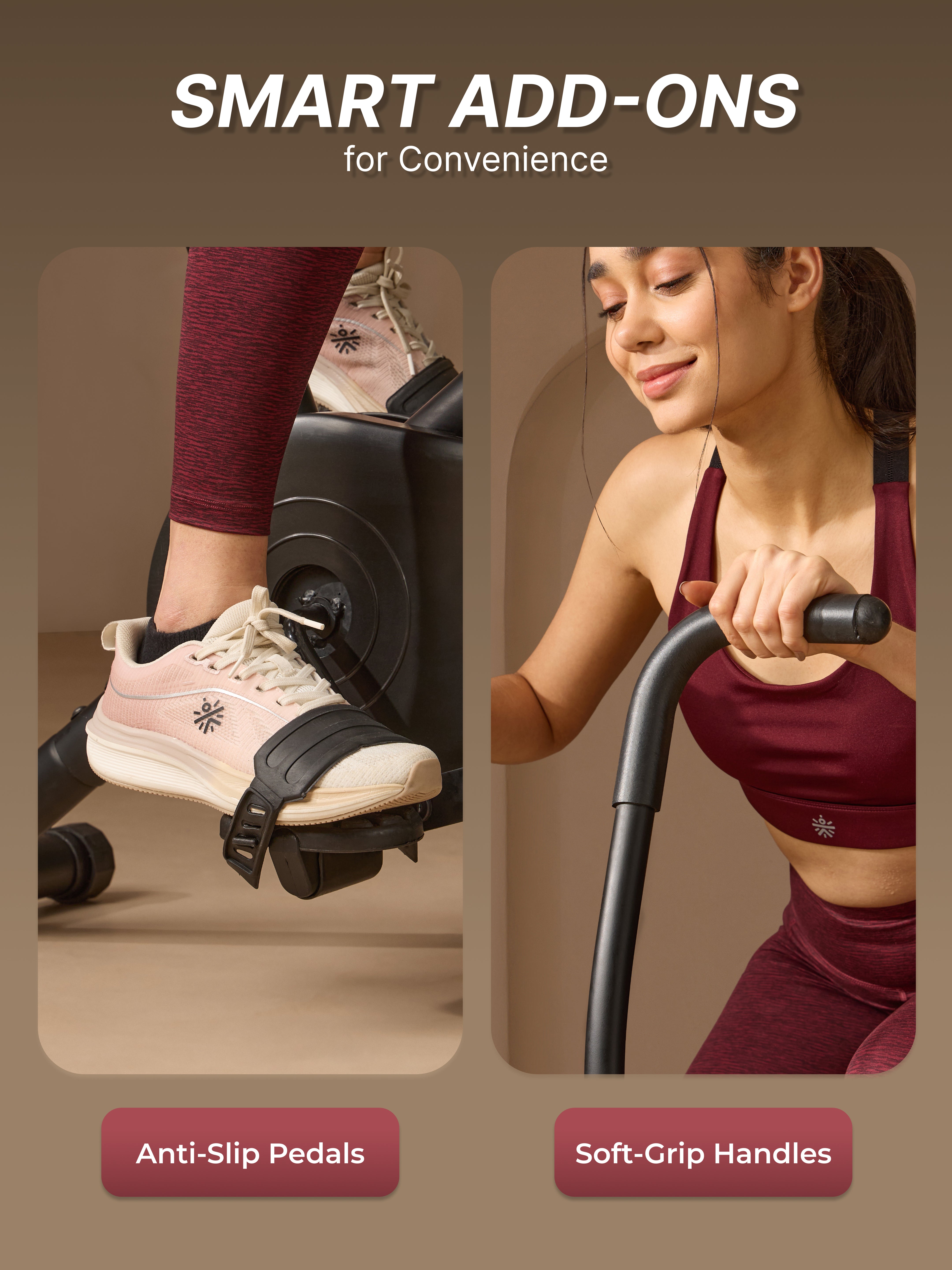 Fitkit Dual Action 2-in-1 Air Bike | Moving & Fixed Handles Exercise Cycle | Adjustable Seat & Anti-Slip Pedals | Direct Resistance | 120 kg Max Weight | Home Use Exercise Bike