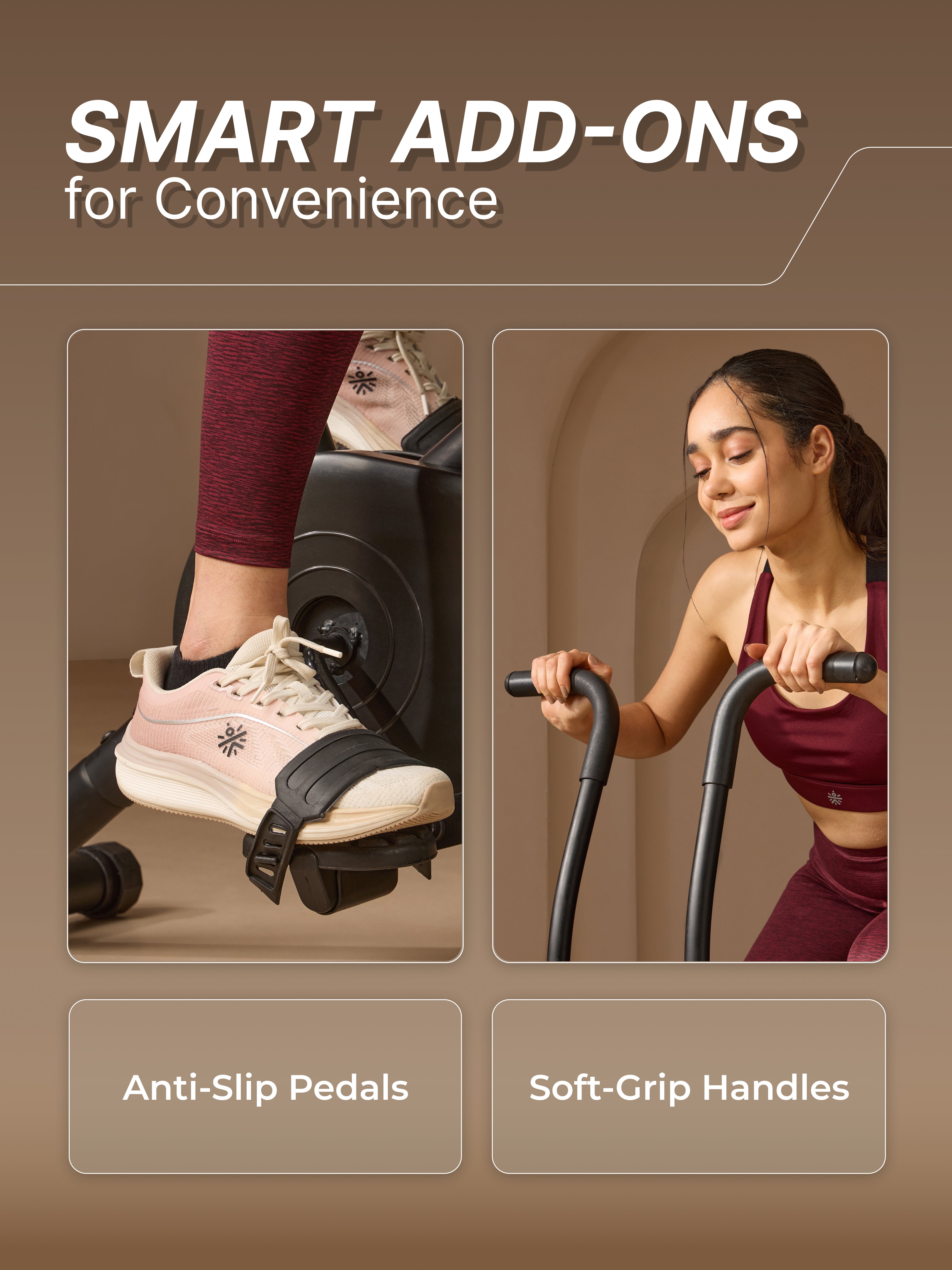 Fitkit Dual Action 2-in-1 Air Bike | Moving & Fixed Handles Exercise Cycle | Adjustable Seat & Anti-Slip Pedals | Direct Resistance | 120 kg Max Weight | Home Use Exercise Bike