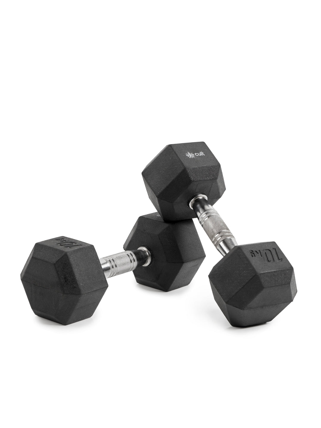 Cult 10Kg Hex Dumbbells For Home & Gym Exercises, Set of 2, (Black)