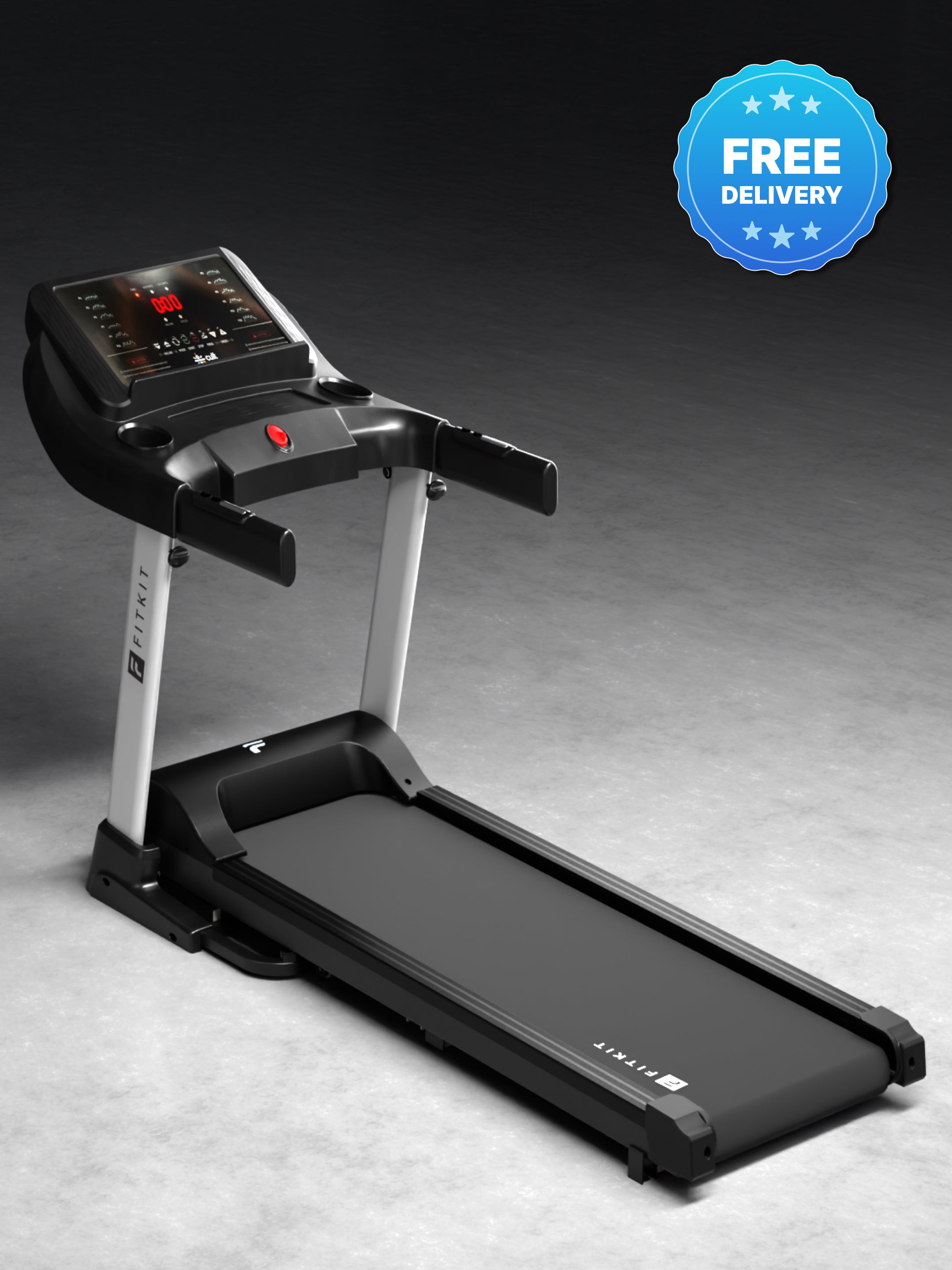 Fitkit by Cult FT100 Smart Incline Motorised Treadmill | 4.5 HP BLDC Motor | 110kg Capacity | 15-Level Auto Incline | 12 km/hr Speed | Foldable & Easy-Move Wheels | 12 Preset Workout | Ideal for Home Use (with 6 Months Extended Warranty)