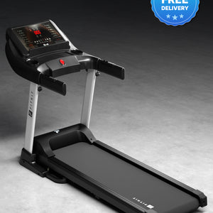 Fitkit by Cult FT100 Smart Incline Motorised Treadmill | 4.5 HP BLDC Motor | 110kg Capacity | 15-Level Auto Incline | 12 km/hr Speed | Foldable & Easy-Move Wheels | 12 Preset Workout | Ideal for Home Use (with 6 Months Extended Warranty)