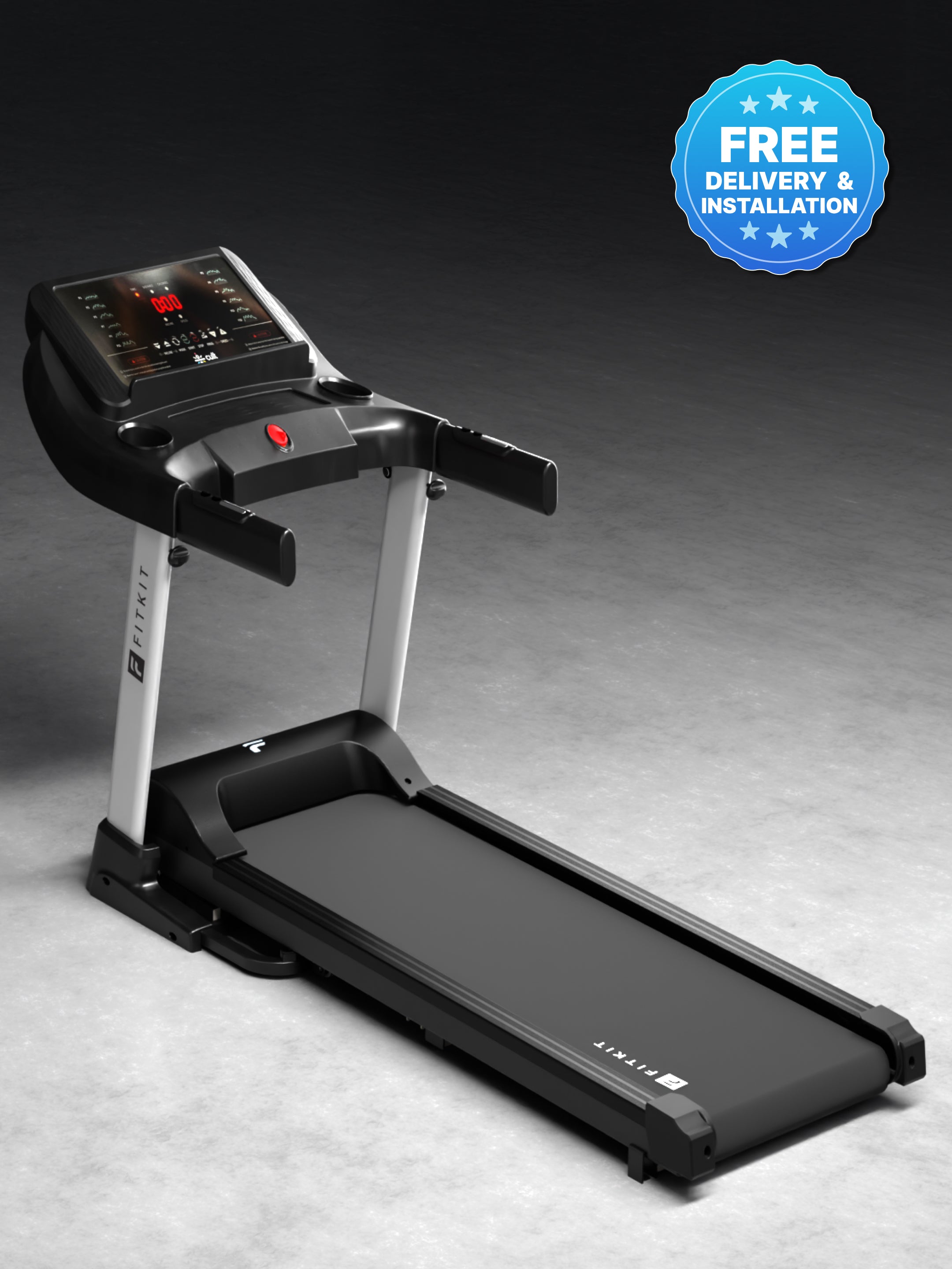 Fitkit by Cult FT100 Smart Incline Motorised Treadmill | 4.5 HP BLDC Motor | 110kg Capacity | 15-Level Auto Incline | 12 km/hr Speed | Foldable & Easy-Move Wheels | 12 Preset Workout | Ideal for Home Use (with 6 Months Extended Warranty)
