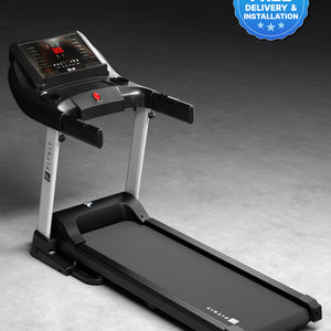 Fitkit by Cult FT100 Smart Incline Motorised Treadmill | 4.5 HP BLDC Motor | 110kg Capacity | 15-Level Auto Incline | 12 km/hr Speed | Foldable & Easy-Move Wheels | 12 Preset Workout | Ideal for Home Use (with 6 Months Extended Warranty)