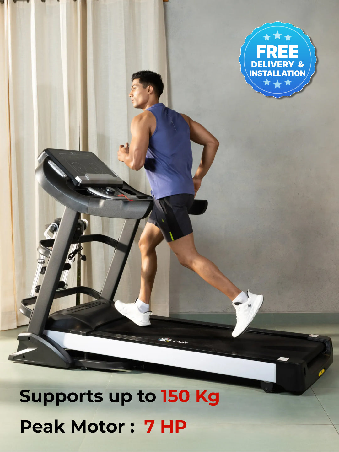 Smartrun Davie 7 HP Peak Treadmill | 15-level Auto-Incline & Massager | Max Weight-150kg | Max Speed-20kmph (with 6 Months Extended Warranty)