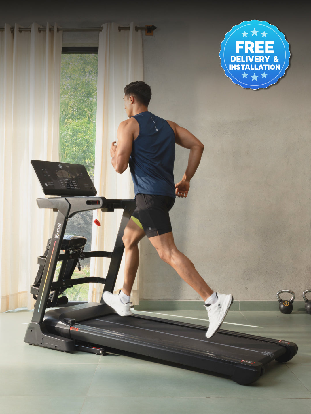 Cult SmartStridePro BLDC Motor (7HP Peak) Treadmill with Massager | Max Weight: 140kg | 18 Level Auto Incline (with 6 Months extended warranty)