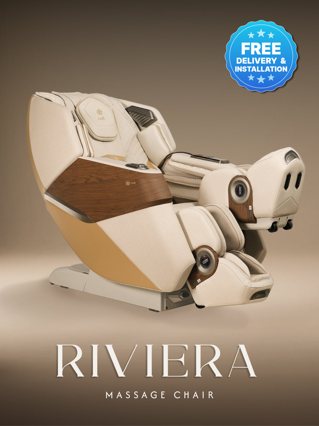 CULT Riviera Advanced 4D Massage Chair with Rovo Walking Technology | Extended SL Track | Zero Gravity | 23 Auto Modes | 6 Massage Techniques | Back & Leg Heating