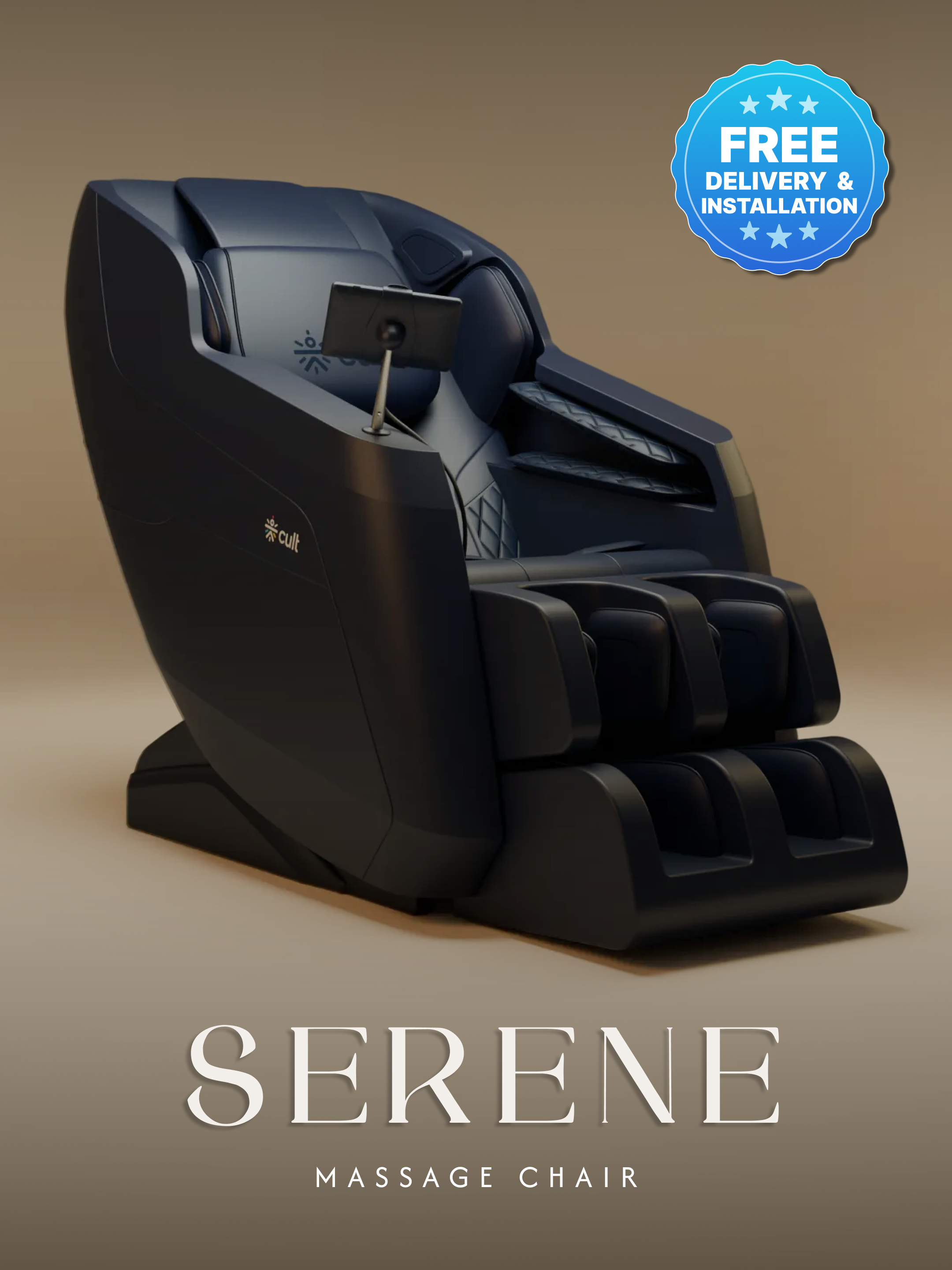 Cult Serene Massage Chair | Zero Gravity with Voice Guide & Bluetooth | 9 Preset Massage Programs | Smart Touch Screen