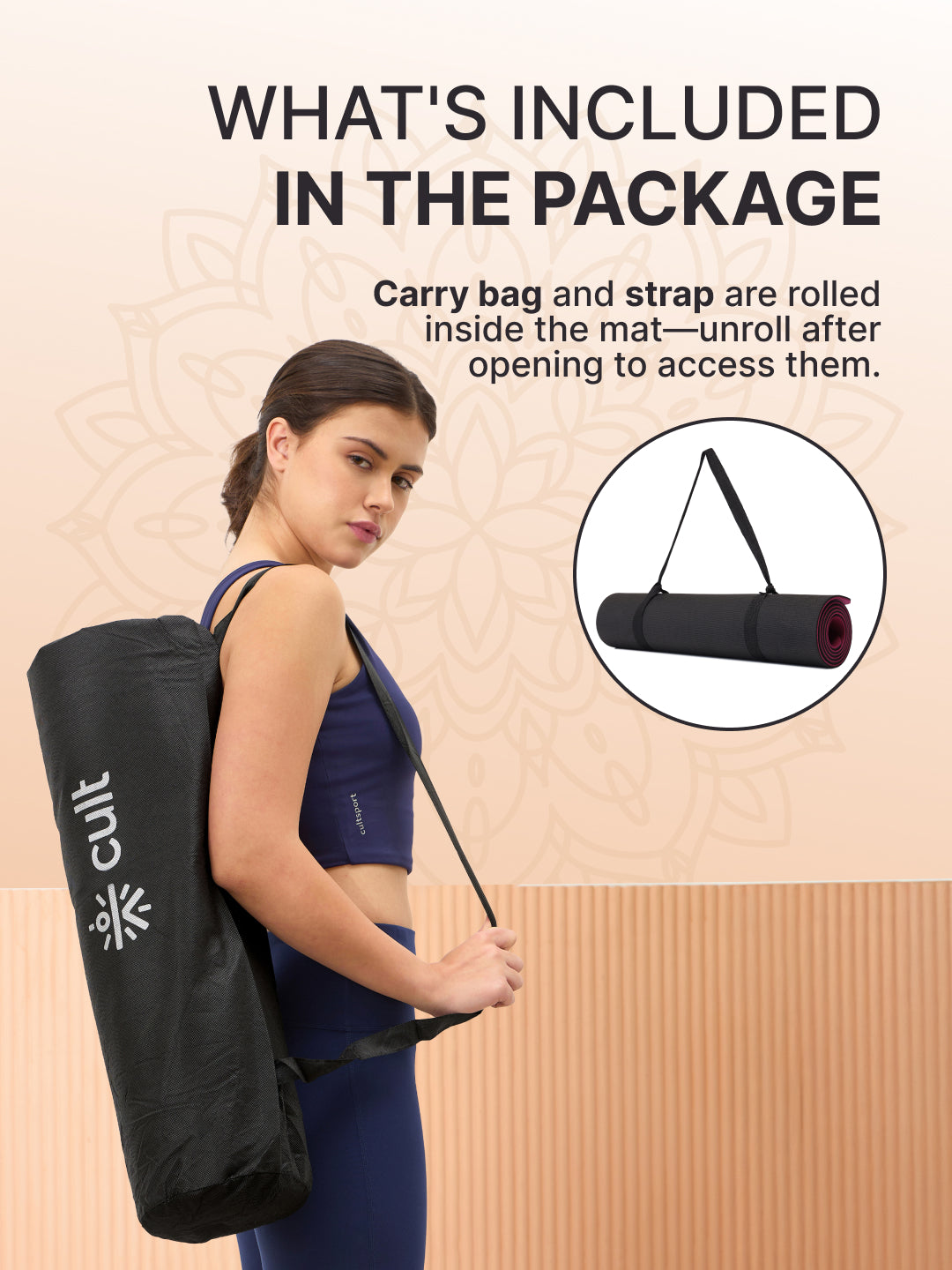 Cult TPE Yoga Mat 6mm   Non-Toxic, Latex-Free, Eco-Friendly, Tear-Resistant, Non-Slip Exercise Mat with Extra Cushioning , Carry Strap and Bag   Ideal for Yoga, Pilates, Meditation & Fitness - Blue with Alignment Marking