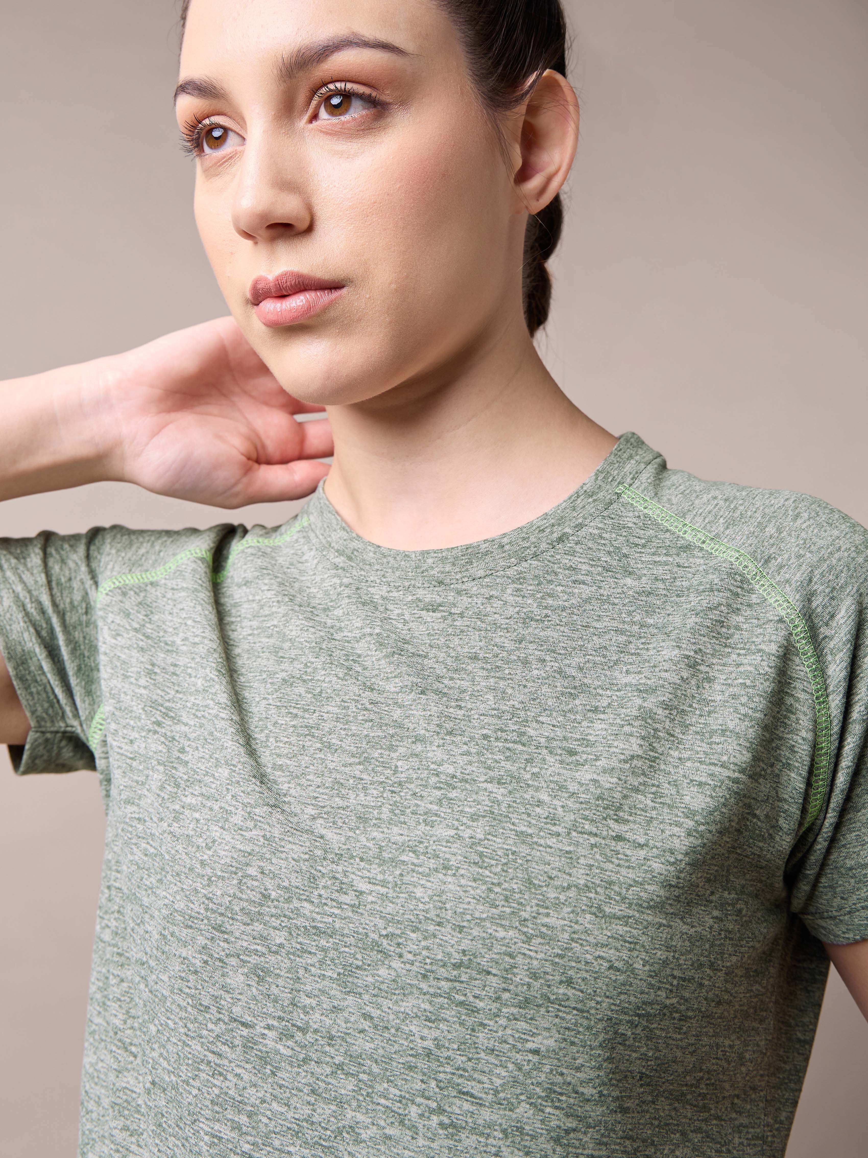 Women's Muscle Flex Olive Comfortech T-shirt