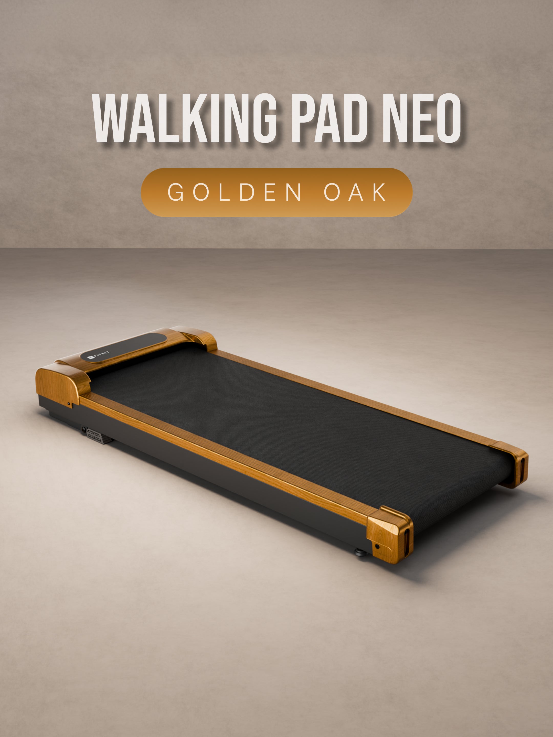 Fitkit by Cult Walking Pad Neo Gold Oak (BLDC 3.5HP Peak Power) Compact & Under Desk DC Motor Treadmill | Max Weight: 120kg | Home use with Remote Control (with 6 Months Extended Warranty)