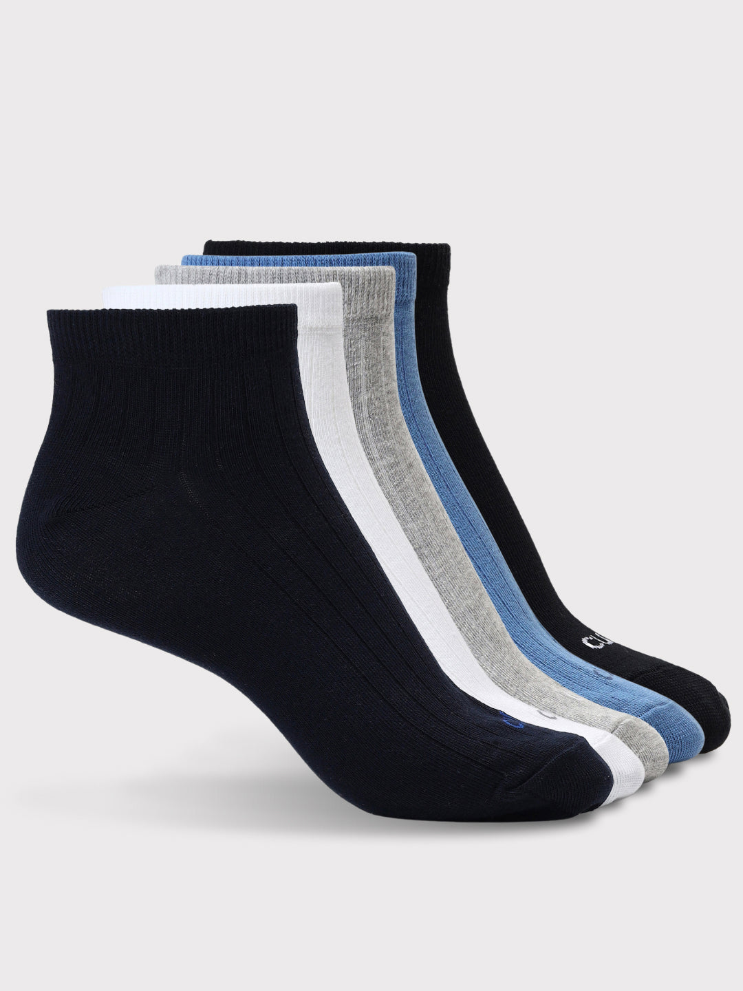 Sports Low Ankle Pack of 5 Navy,White,Grey,Powder Blue & Black Men's Cotton Socks