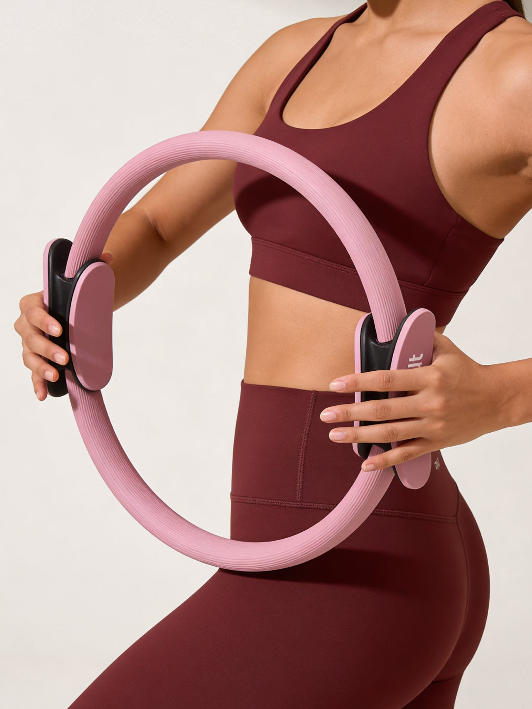 cult Pilates Ring – Durable Fiberglass Magic Circle with Dual-Grip Handles for Full Body Workout, Strength, Flexibility & Toning Pink
