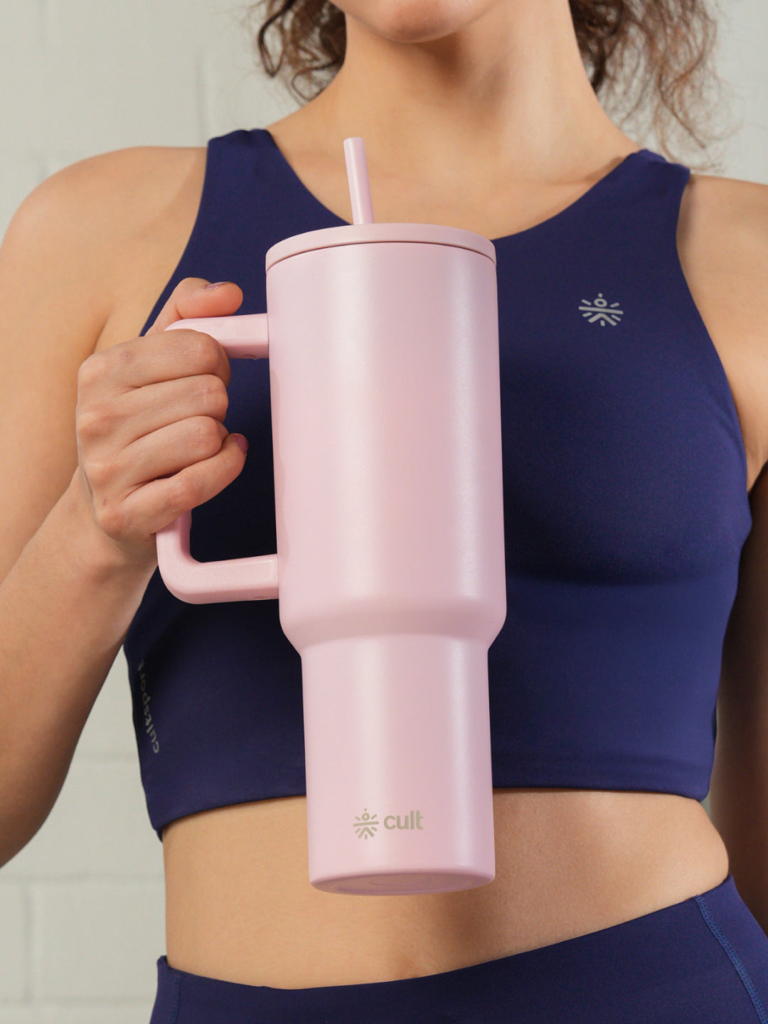 cult Steel Tumbler Double Vaccum Insulated for Hot and Cold 1200 ml Unisex Pink with Straw