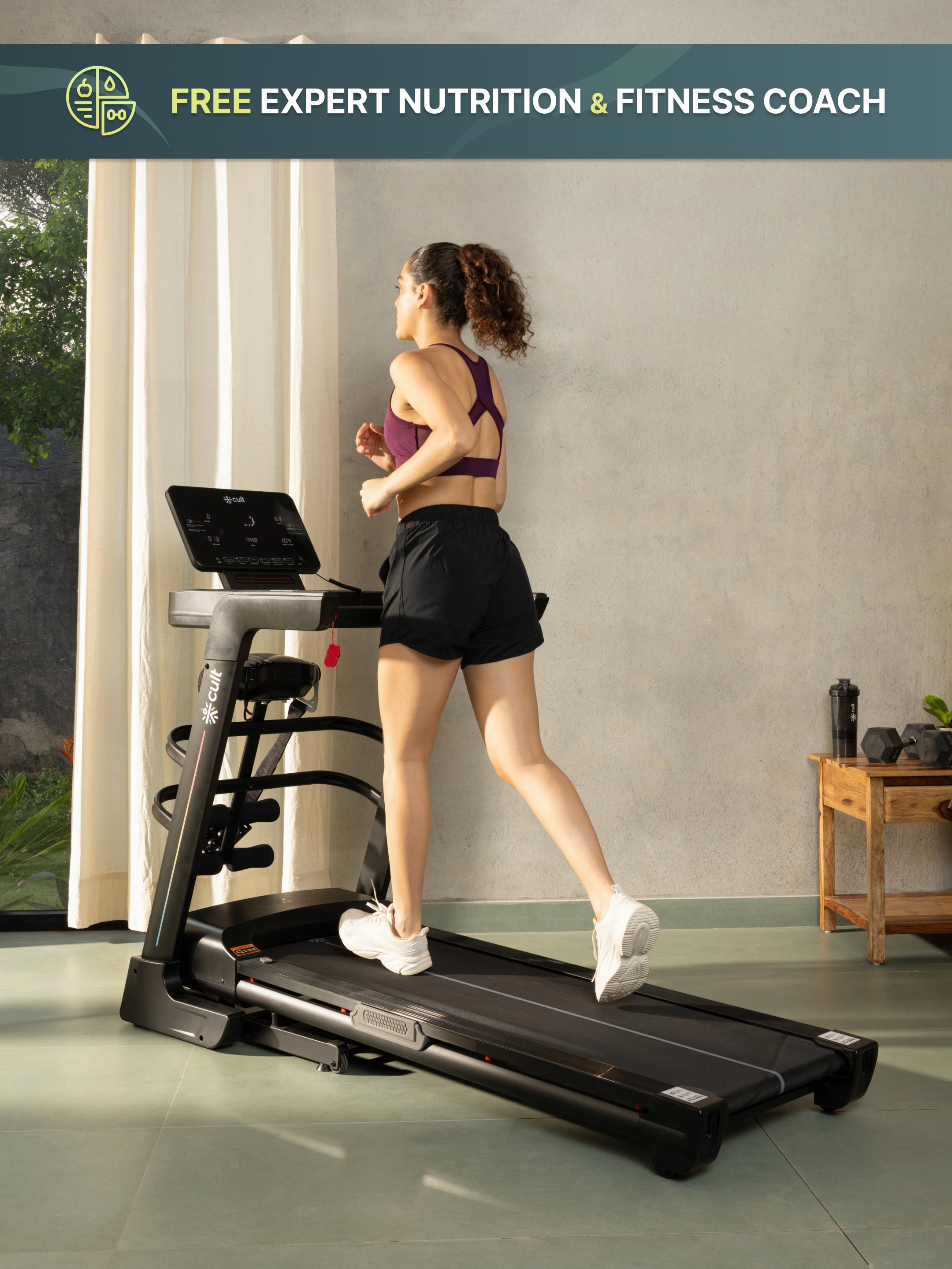 Cult SmartStrideSprint BLDC Motor (6HP Peak) Treadmill with Massager | Max Weight: 140kg | 15 Level Auto Incline (with 6 Months extended warranty)