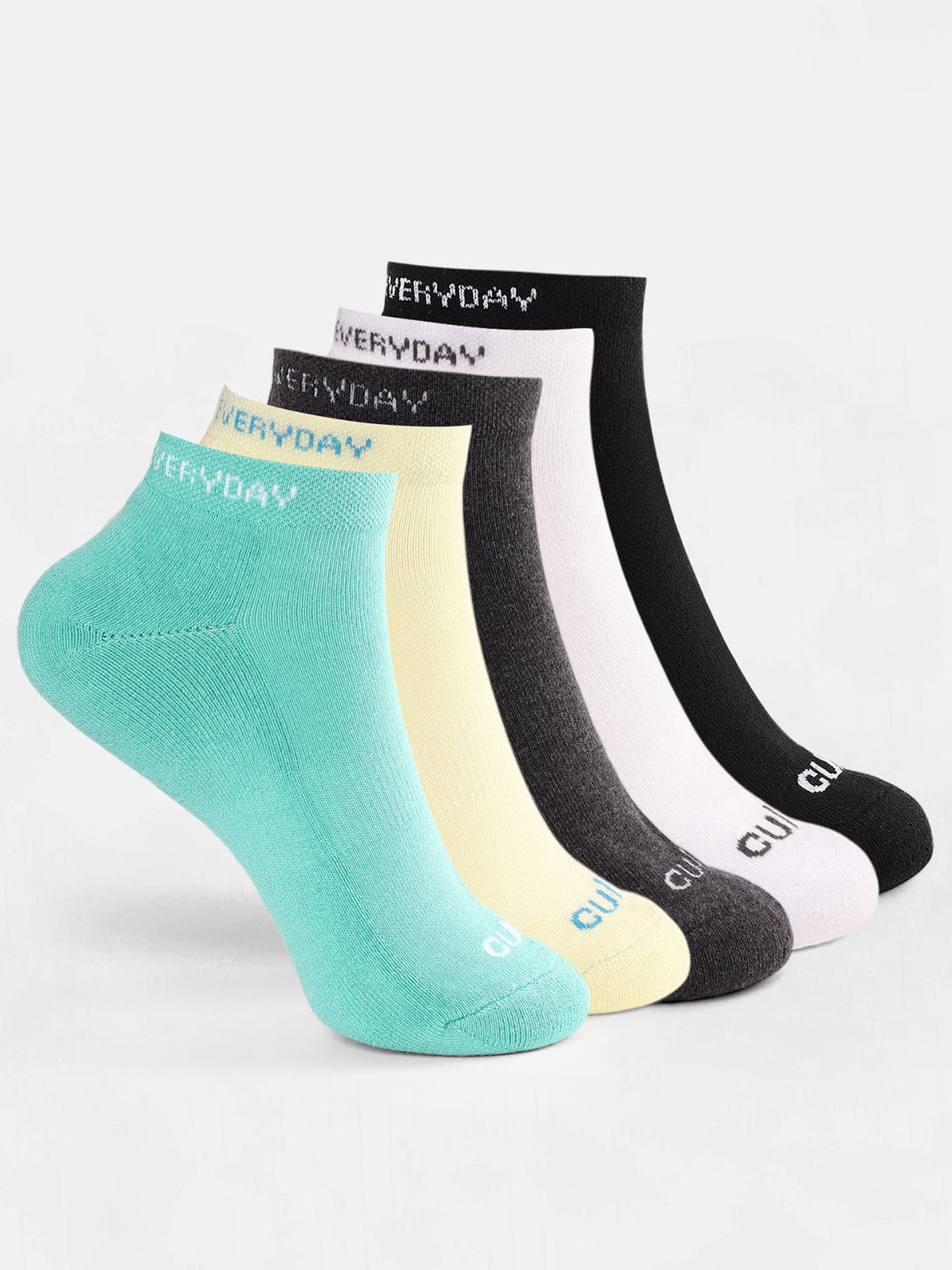 Sports Low Ankle Length Pack of 5 Blue,Yellow,White & Black Men's Cotton Socks
