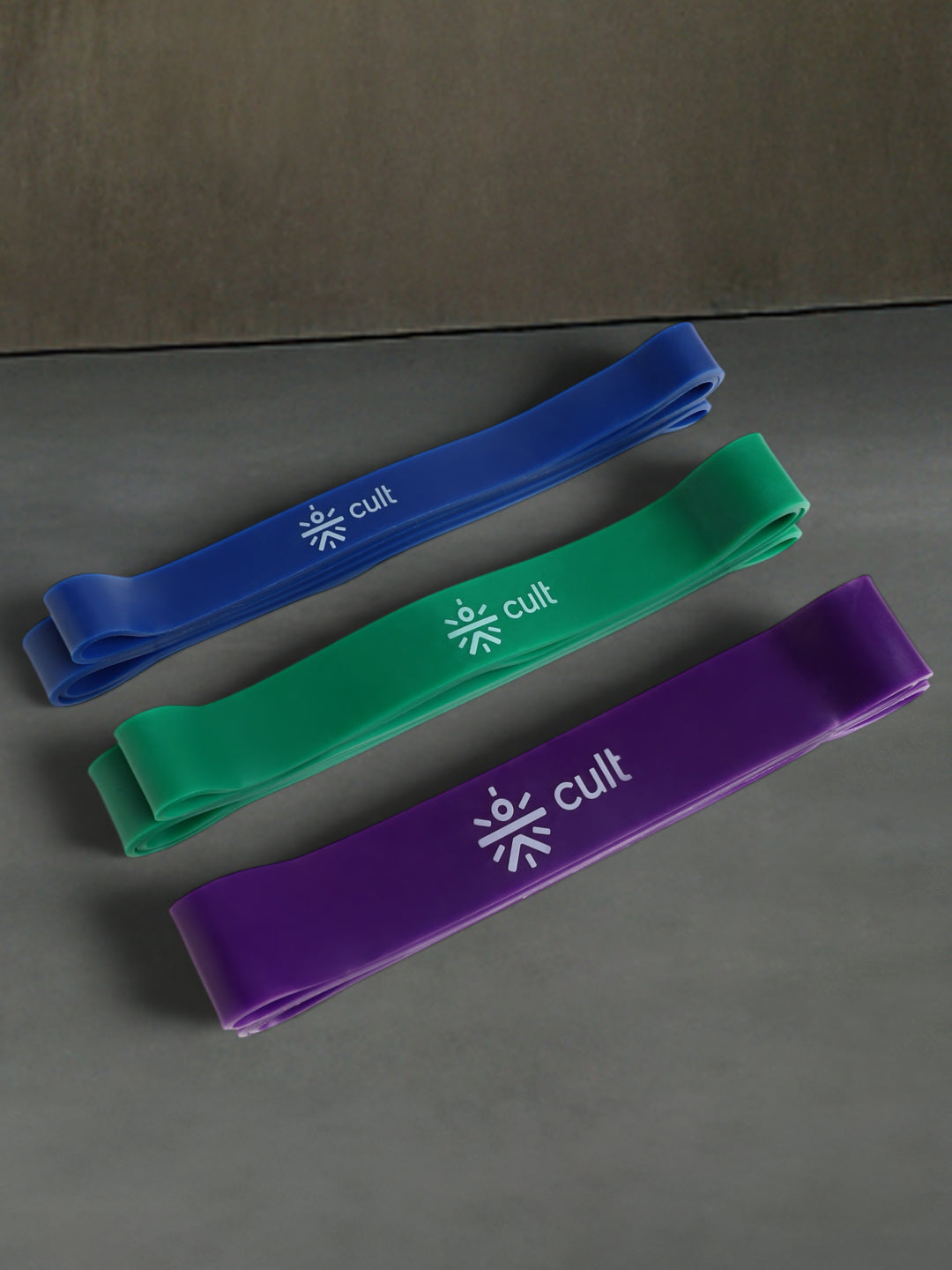 cult Resistance Band for Stretching, Pull Ups, Home Exercise, Gym Workout Stretch for Men & Women Pack of 3 (Blue, Green and Purple)