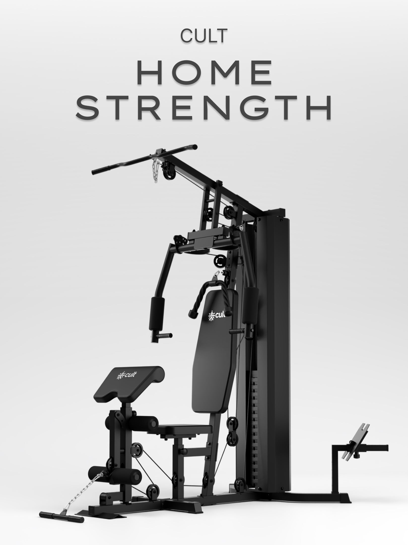 Cult Home Strength Multi Gym Machine | 70 kg Weight Stack | Multi Exercises | High, Mid & Low Pulley | Adjustable Seat | All-in-One Home Gym Equipment for Full Body Strength Training